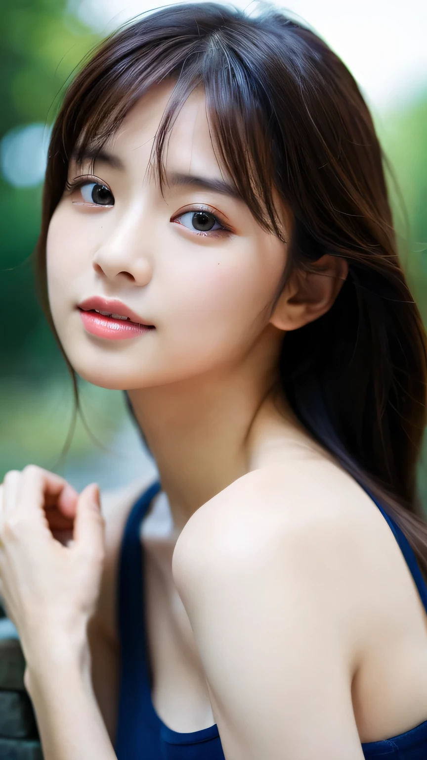 (gravure、masterpiece、professional photography、high resolution、high quality)、(perfect beautiful girl、perfect beauty、perfect anatomy、beautiful limbeautiful skin)、Nature、mysterious、woman with aura、brilliance of eyes、Cool clothing、