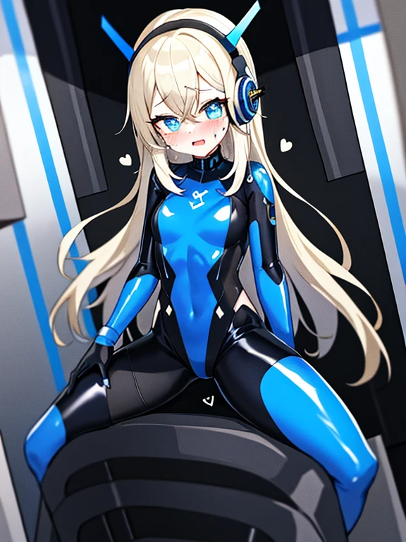 (Equestrian machine):1.3、乗馬マシーンにstraddle、straddle:1.3,Tubes and cables、holds the smartphone in her hand、(Interior of white cyberpunk futuristic space station)、1 girl、solo、full body painting、chest、Sweat、tears、heart-shaped pupil、Ahegao、Steamed body、(blue and black bodysuit):1.2、(Futuristic latex bodysuit space suit):1.1,headphone、V arm、(blush:1.3)