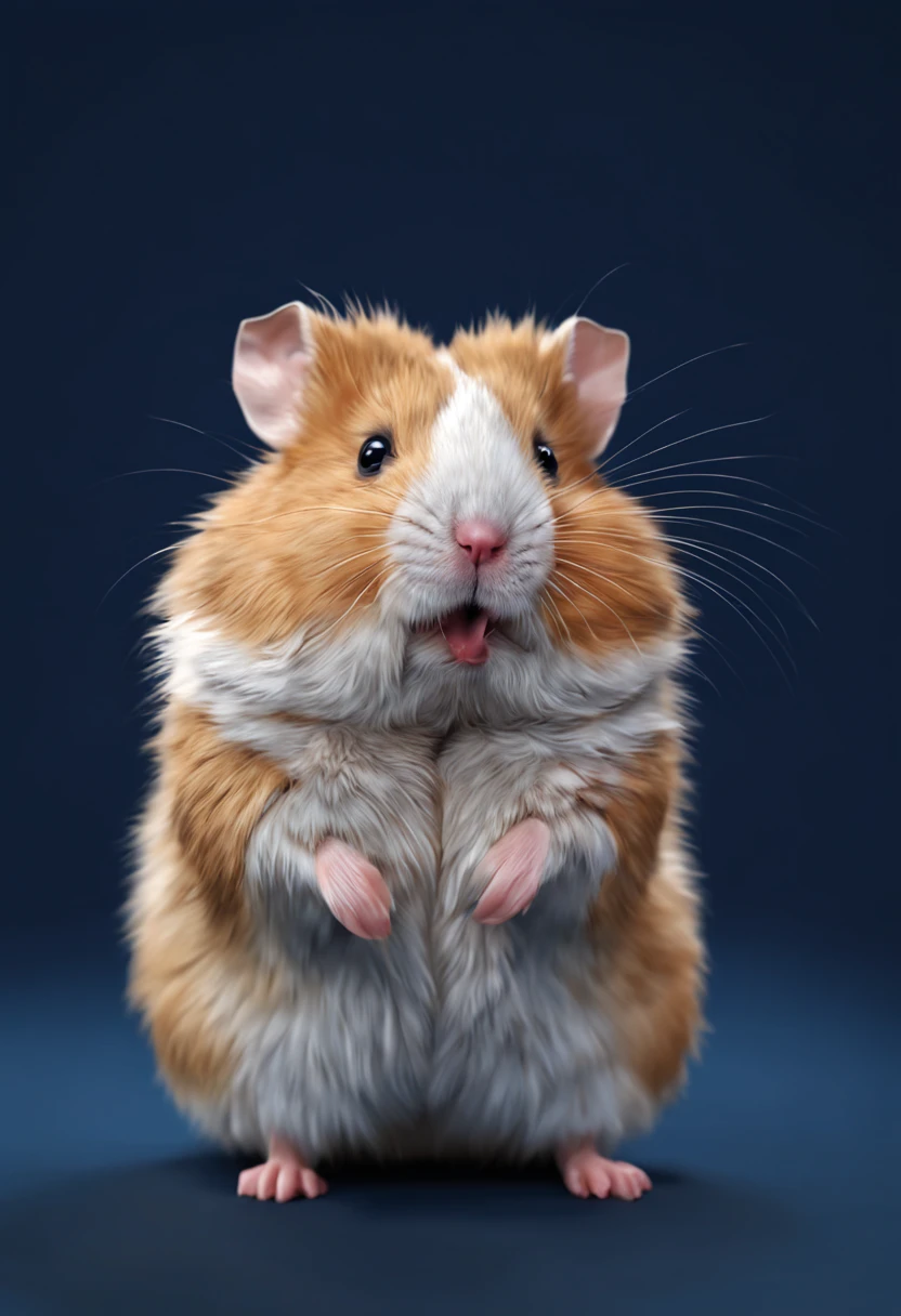 3D Render of a cute Hamster on dark blue background, digital art