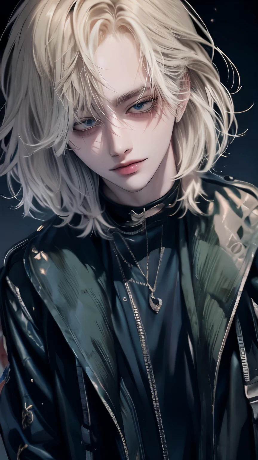 blond man with golden eyes and black jacket smoking a cigarette., portrait of jossi de blackpink, Cai Xu Kun, bright from the rain, steven jung, jia, jossi de blackpink, Kpop idol portrait, Johan Liebert mixed with Alucard, roseanne park by blackpink, TaeJune Kim, sakimichan, kda, Hyperrealistic cyberpunk style, Lee felix de stray kids