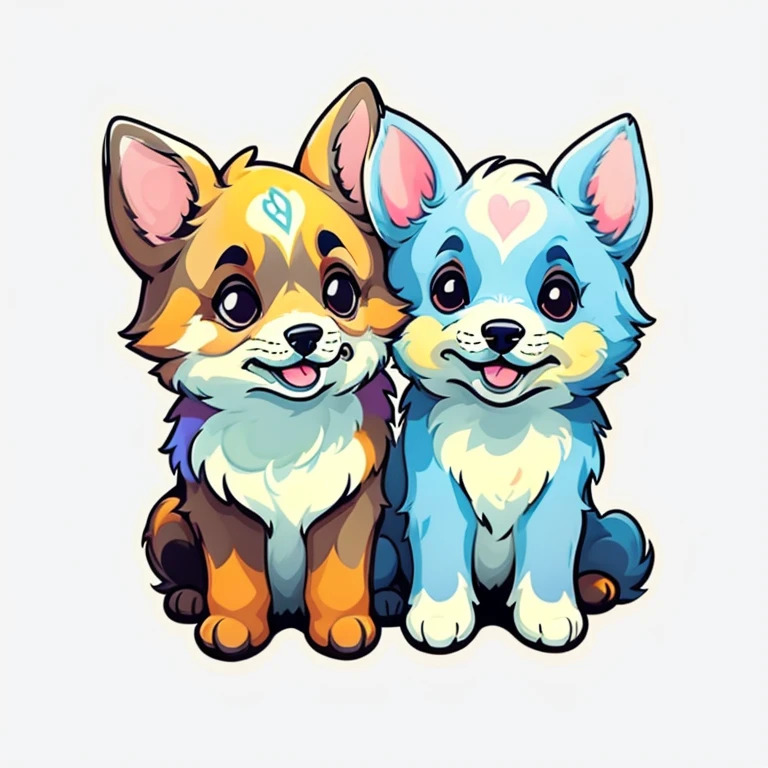 1 sticker, sticker, (cute, German shepherd dog), white background, no background,  background, minimal, cute, tiny, pastel color, vector style, no gradient,