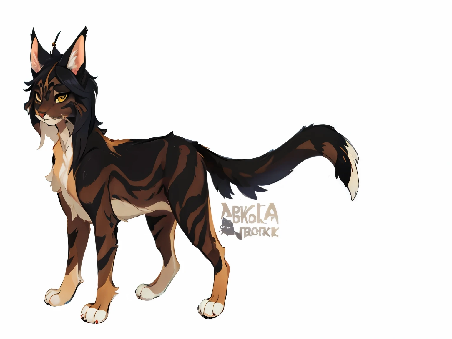 tem o desenho de um gato com listra preta e marrom, sketched, adoptable full body, homem tabaxi, sorrateiro, tabaxi :: on its own, gato dente de sabre, Siena, character adoptable, do feiticeiro antropo leopardo, warrior cats fan art, (Extremamente detalhado, fullbody commission for, extremamente realista, anthropomorphic lynx, cinza, sombrio