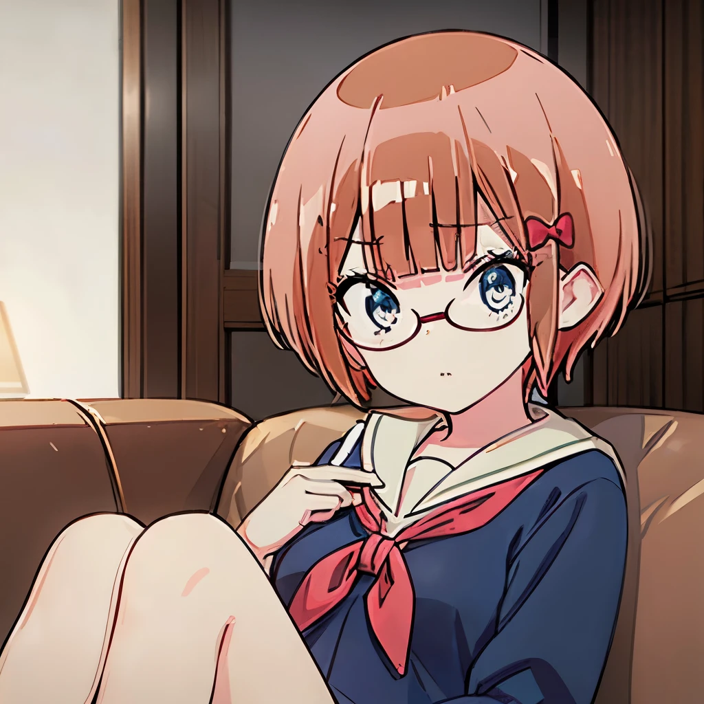 ((masterpiece)), ((best quality)), (ultra-detailed), sofa, a cute girl, 1girl, solo, sailor suit, ((beautiful eyes))