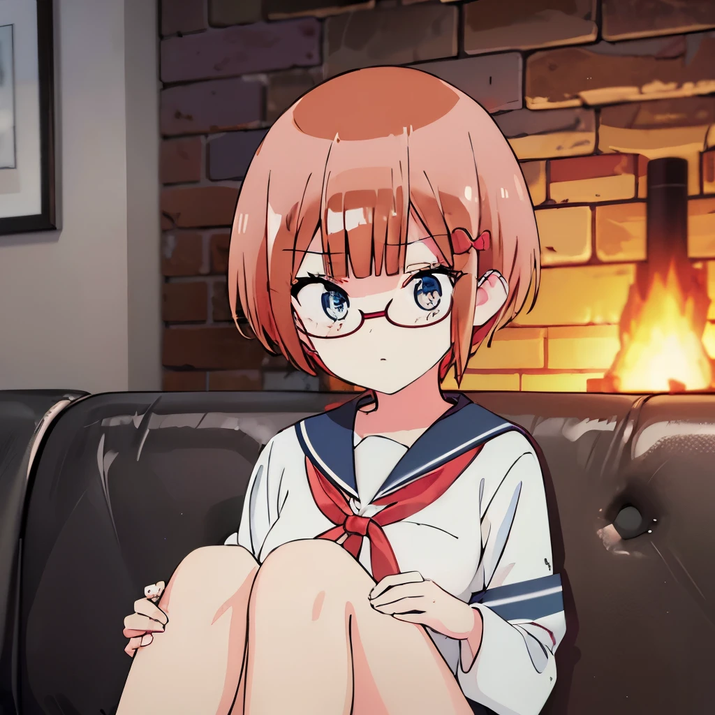 ((masterpiece)), ((best quality)), (ultra-detailed), sofa, a cute girl, 1girl, solo, sailor suit, ((beautiful eyes))