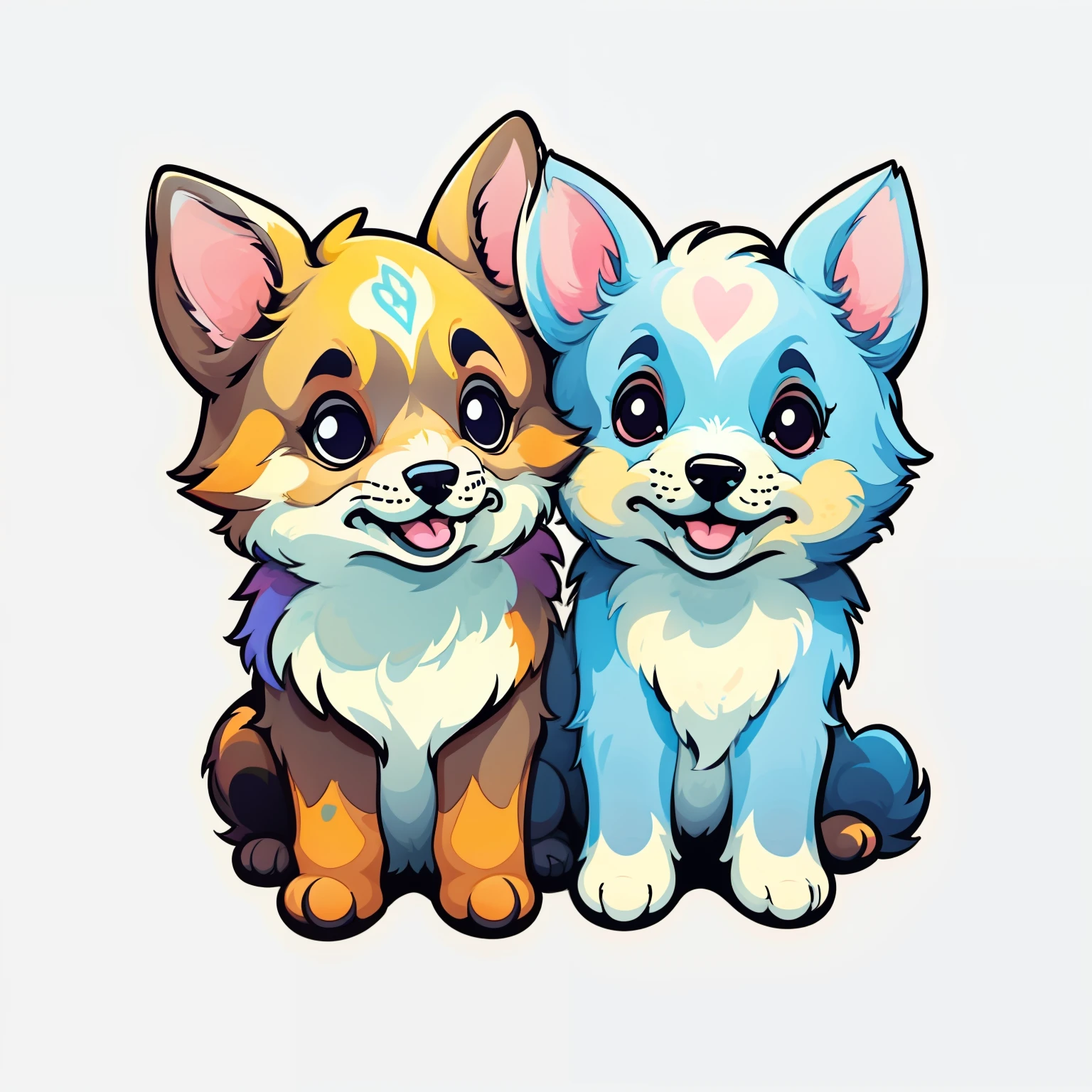 1 sticker, sticker, (cute, German shepherd dog), white background, no background, background, minimal, cute, tiny, pastel color, vector style, no gradient,