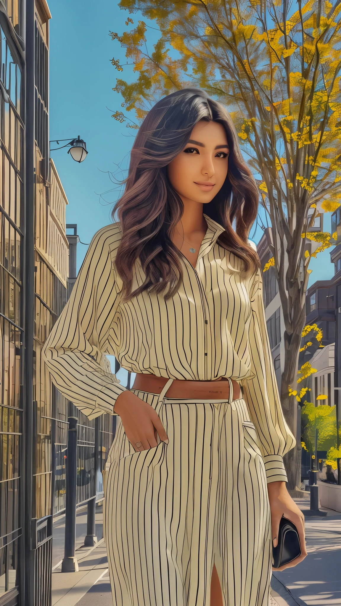 a tall persian girl walking in vancouver streets in spring wearing nice outfit. photorealism. --auto --s2