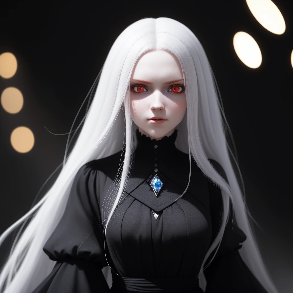 Long Red hair, Black dress.(a close-up of a person with Long Red hair,wearing a black dress,anime girl in dress, Red eyes,3d render character art 8k,Red-eyed, dark witch character),(best quality,4k,8k,highres,masterpiece:1.2),ultra-detailed,(realistic,photorealistic,photo-realistic:1.37),HDR,UHD,studio lighting,ultra-fine painting,sharp focus,physically-based rendering,extreme detail description,professional,vivid colors,bokeh,portraits,anime,dark fantasy,monochrome color palette,subtle and dramatic lighting