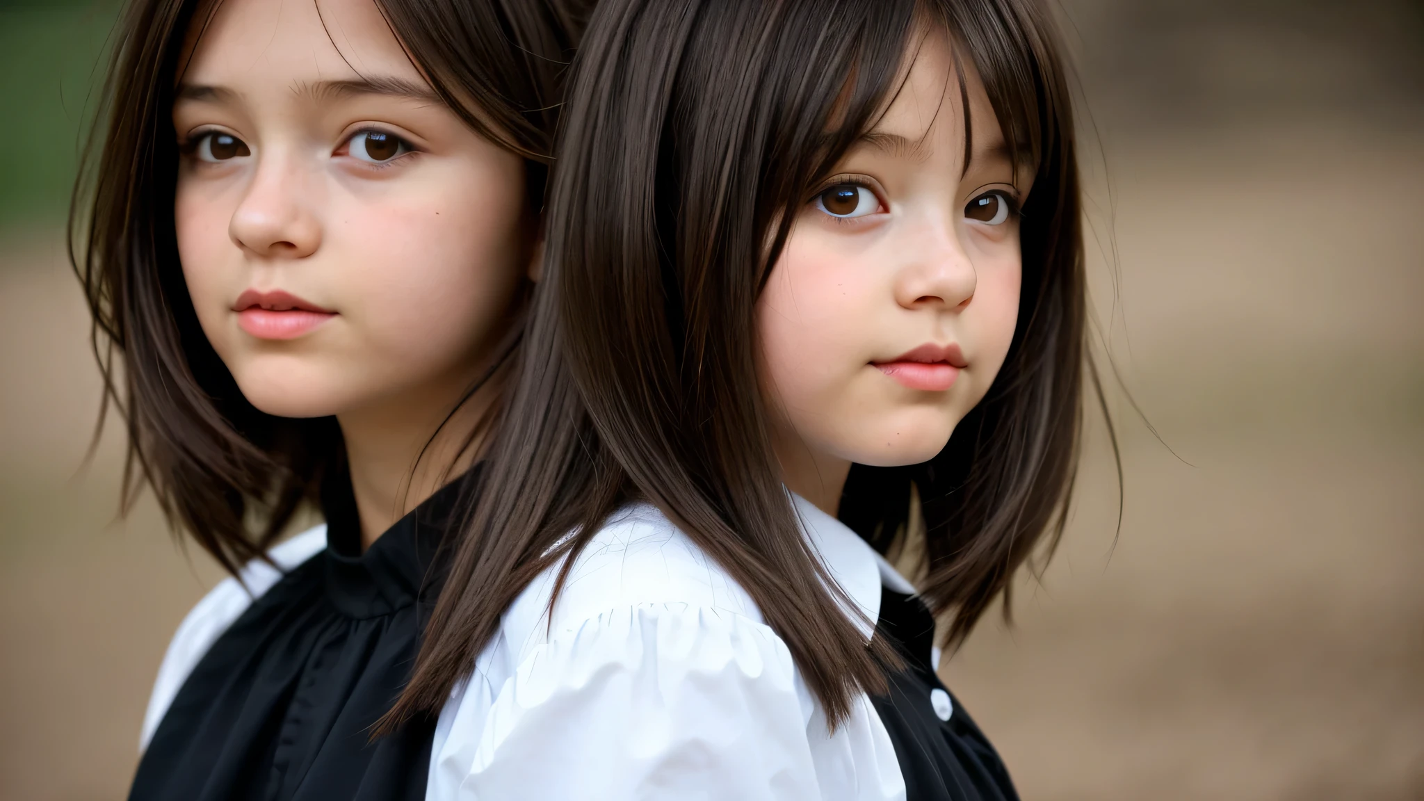 girl child brunette medium hair, black jack.