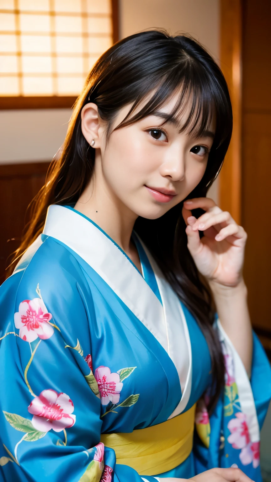 (Best-quality, Masterpiece, Ultra-High-Resolution, (Photorealistic:1.4), Raw-Photo, Extremely-Details, Perfect-Anatomy), 1girl, -yeld, thost popular Japanese idol, wearing only Japanese-KIMONO, extremely cute face like a most famous Japanese idol, extremely beautiful big-black-eyes, extremely beautiful long-haired, extremely beautiful and extremely realistic skins, extremely beautiful lips, extremely beautiful long-eyelashes, extremely beautiful body wearing Japanese-KIMONO, (in room of Japanese-hot-spring-inn), (((completely drunk, incredibly-high from ingesting cocaine, feeling surprisingly-sexually-excited, feeling amazing-sexual-pleasure))), detailed room-of-Japanese-hot-spring-inn, detailed Japanese-KIMONO