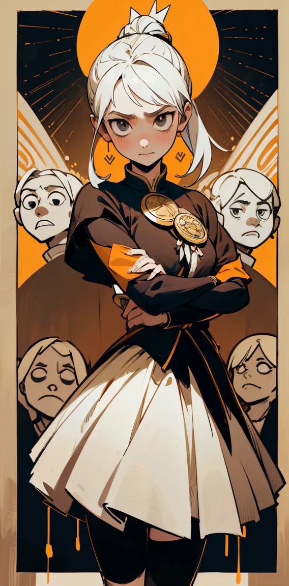 (obra de arte、Qualidade superior、high resolution)、Ou Arima \(Oshinoko\), cheio de timidez、Cabelo castanho curto、cabelo bob、blush branco、boca ondulada、(((dramatic)))、(((corajoso)) )、(((veementemente))))O cartaz do filme aparece como personagem central。She is happy in the center of the poster、Wearing an idol costume of golden white black colors、Sorridente。The background is dark and rough、I feel like I&#39;m drunk。texto is bold and eye-catching、Catchy slogans increase the overall drama and excitement。The color palette is dominated by dark colors.、Cores pontilhadas brilhantes、Make your poster dynamic and visually impactful、Tachi- e( revista: 1.3) majestoso、enrolado、Arredores、tocar、cena、texto、cobre、audacioso、chamativo、Title fashion、Fonte、cativante、titles、grande、chamativo、Tendencies、concentration、elegante、1 garota em、 uma minissaia