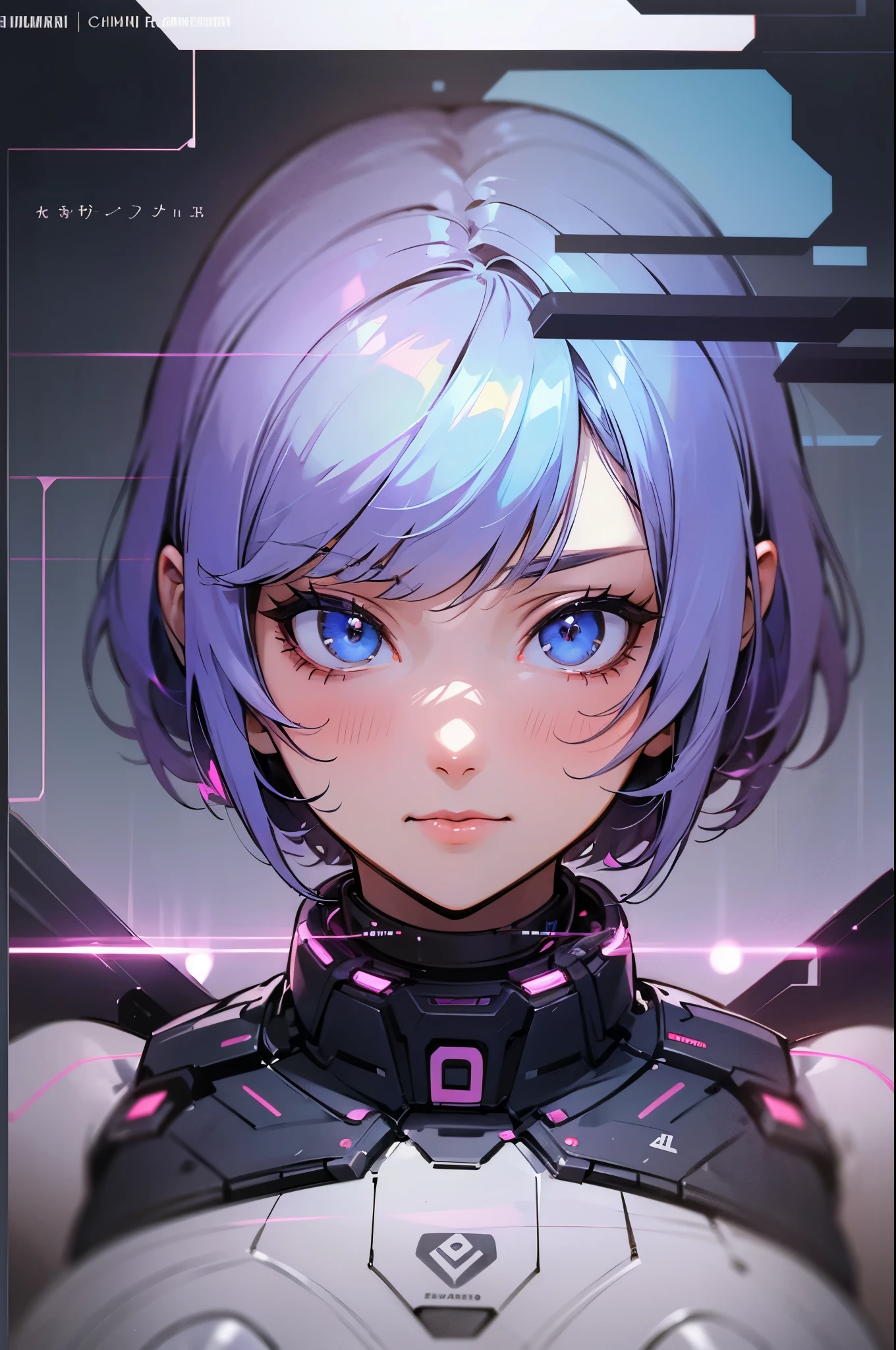 90s japanese anime pulp poster of a retro levitating cyberpunk girl, pink bob haircut, hooked up to wires undergoing diagnostics, robotic body parts, silicone implants, biohacking enhancements adorn the body, transcendental expression on her face, detailed features, quantum wavetracing, cinematic composition by hajime Sorayama, masamune shirow     --auto --s2