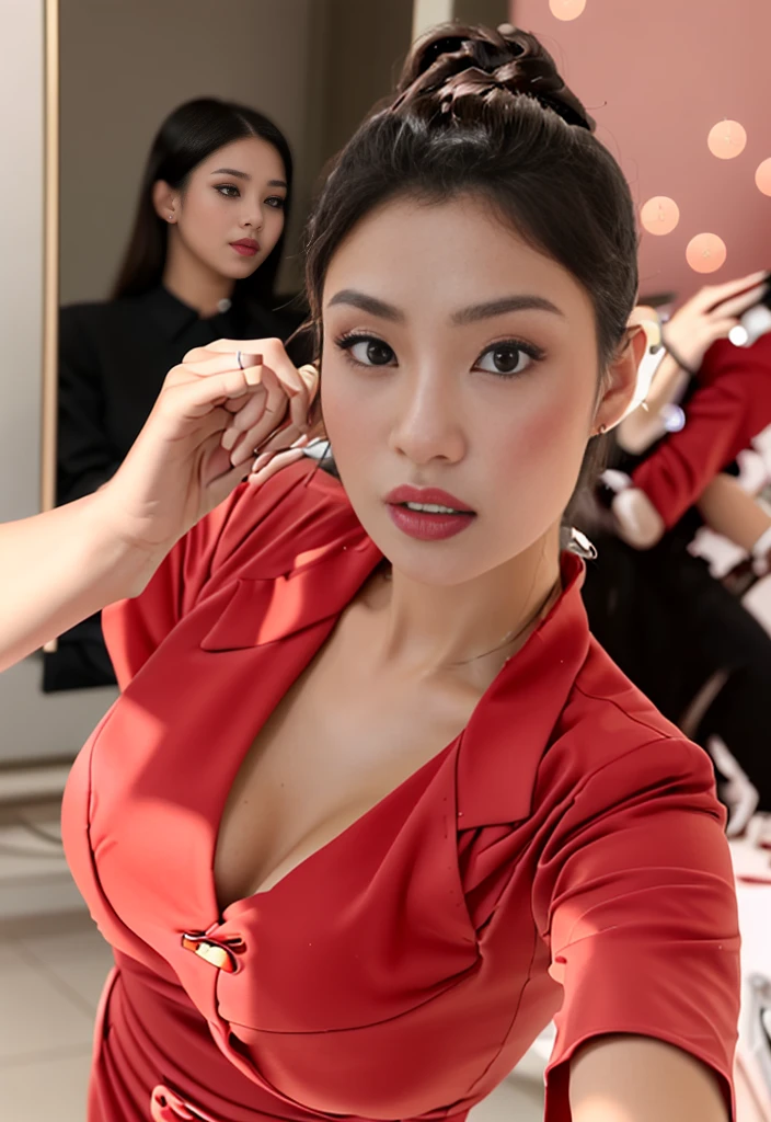 araffe woman in red dress taking selfie in front of mirror, 2 7 years old, 2 8 years old, 30 years old woman, 3 0 years old woman, 2 9 years old, 2 2 years old, 2 3 years old, 3 2 years old, ayahausca, high quality upload, 2 4 years old, headshot profile picture
