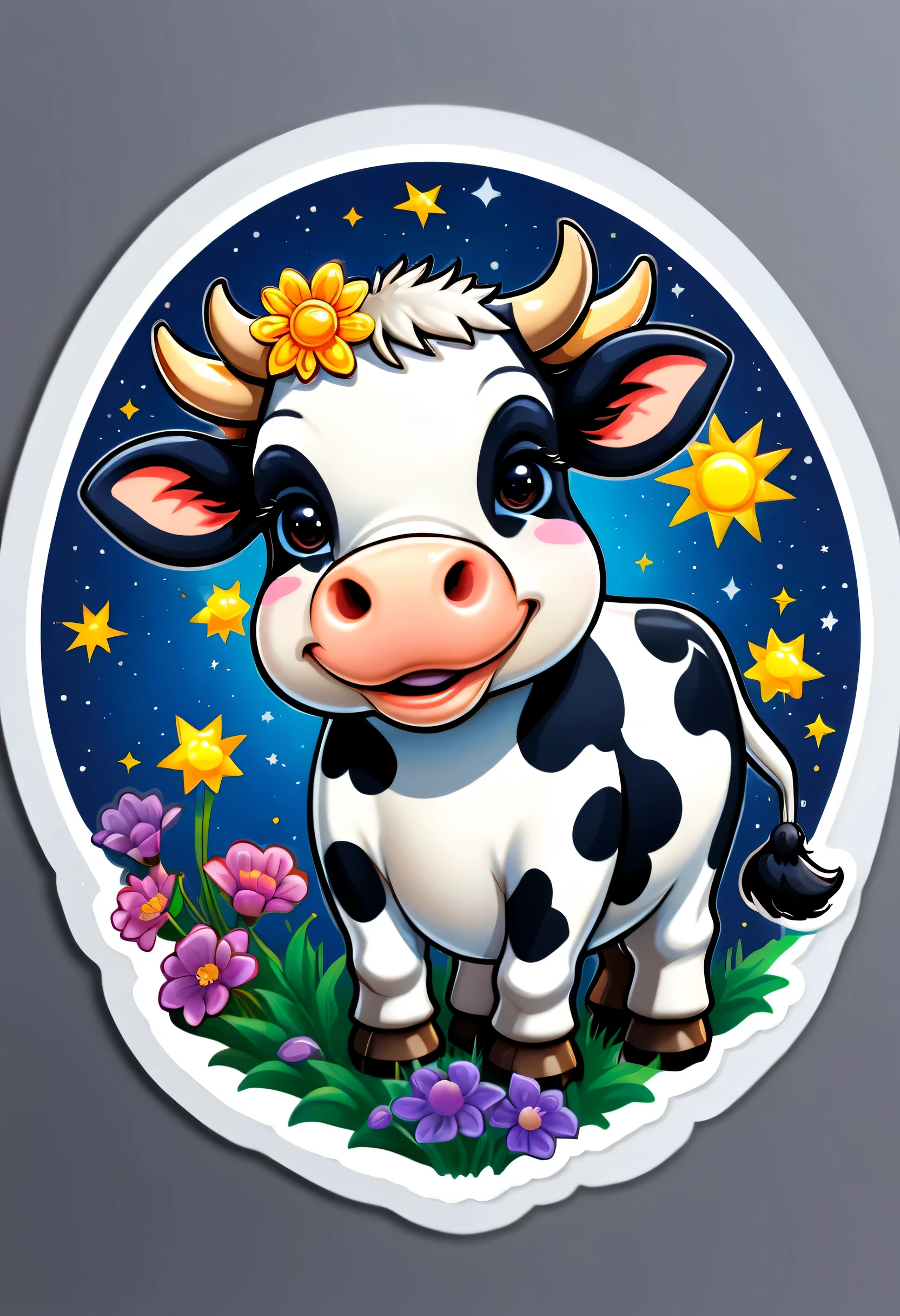 1 sticker, zodiac cow,border