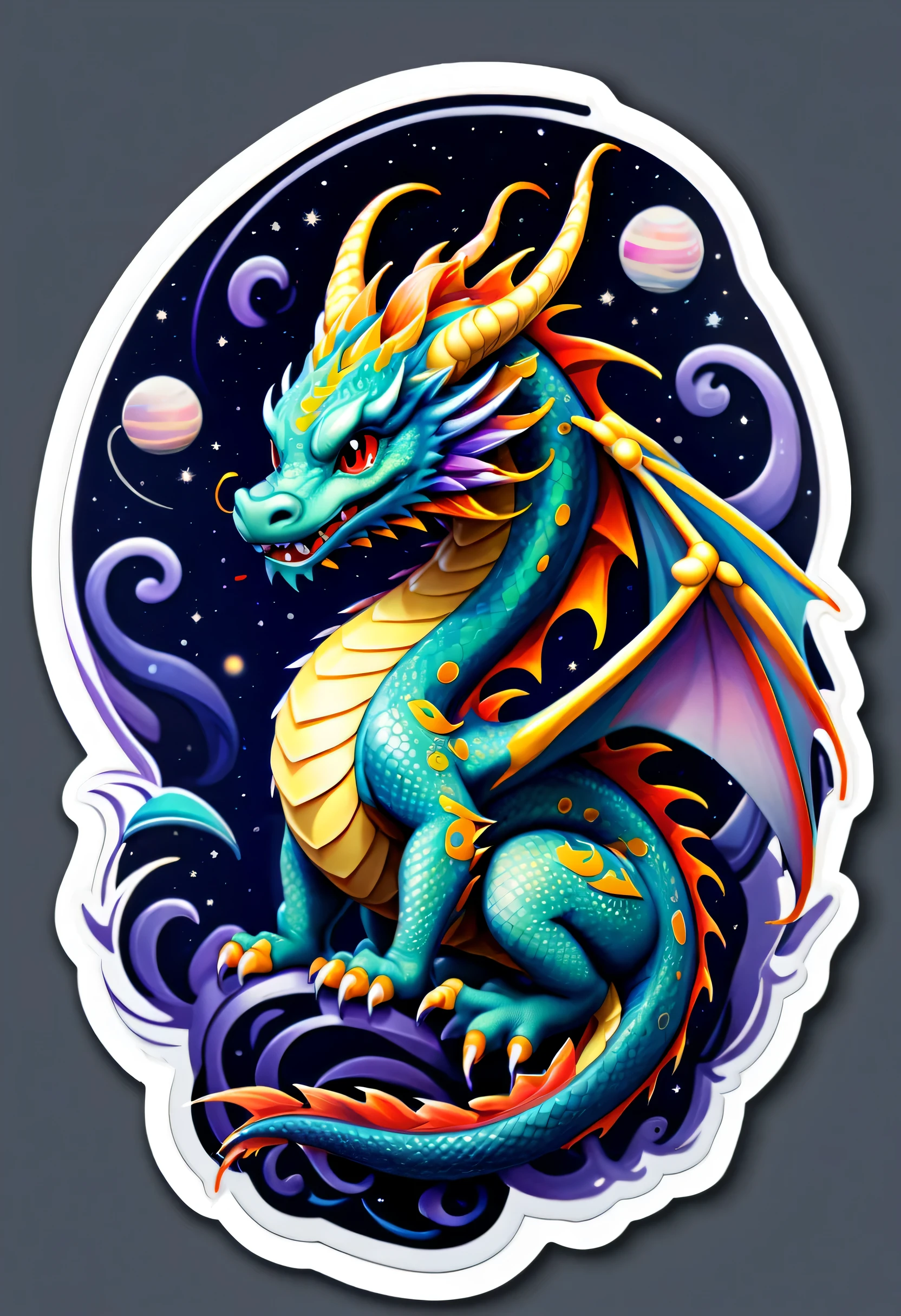 1 sticker, zodiac dragon,border