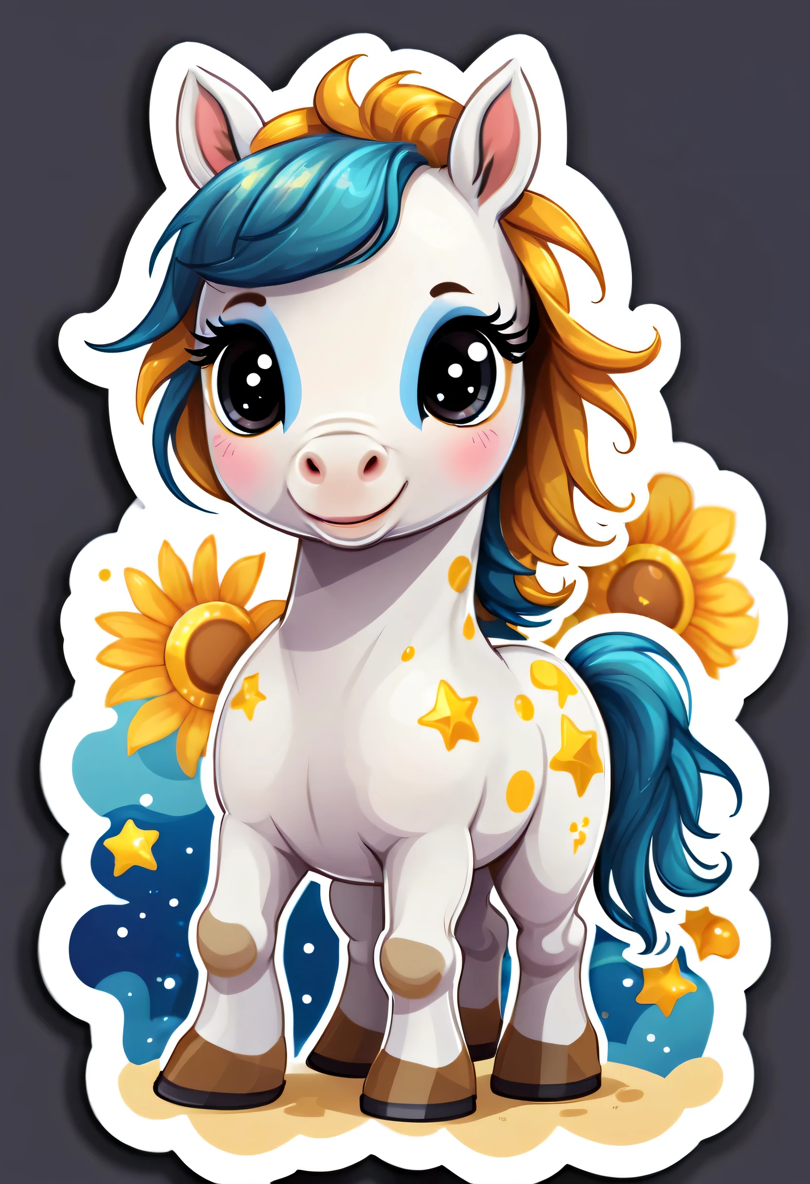 1 sticker, cute,Horse of the zodiac,border
