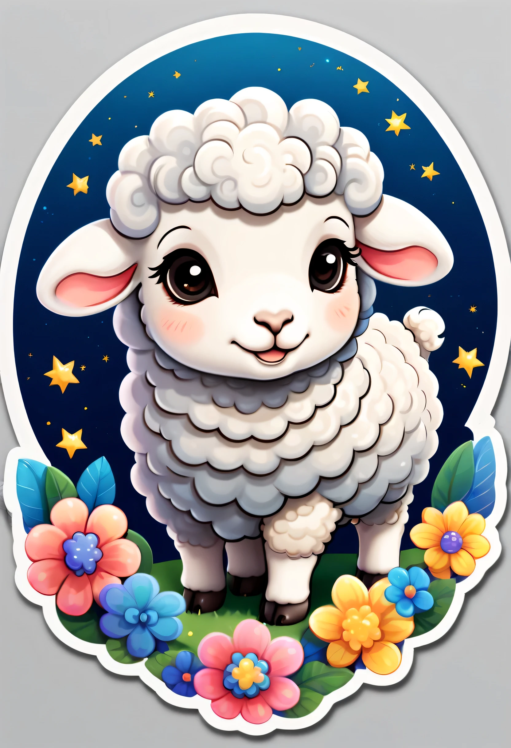 1 sticker, cute,zodiac sheep,border