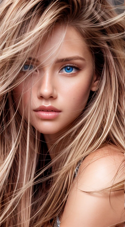 half body portrait, high quality, best quality, photo-realistic, raw-photo, realistic, ultra realistic 8k cg, ultra-detailed, High definition, masterpiece, 1girl, long hair, blonde hair, ((brown eyes)), detaile face and eyes, close-up, intricate details, detailed texture, finely detailed,