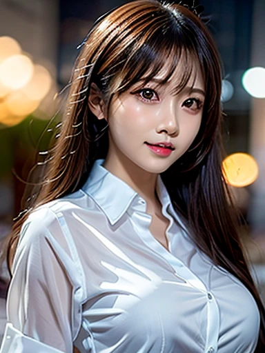 woman ,Thai long hair,white shirt,realistic details, high resolution,Bokeh,Excellent details,business woman
