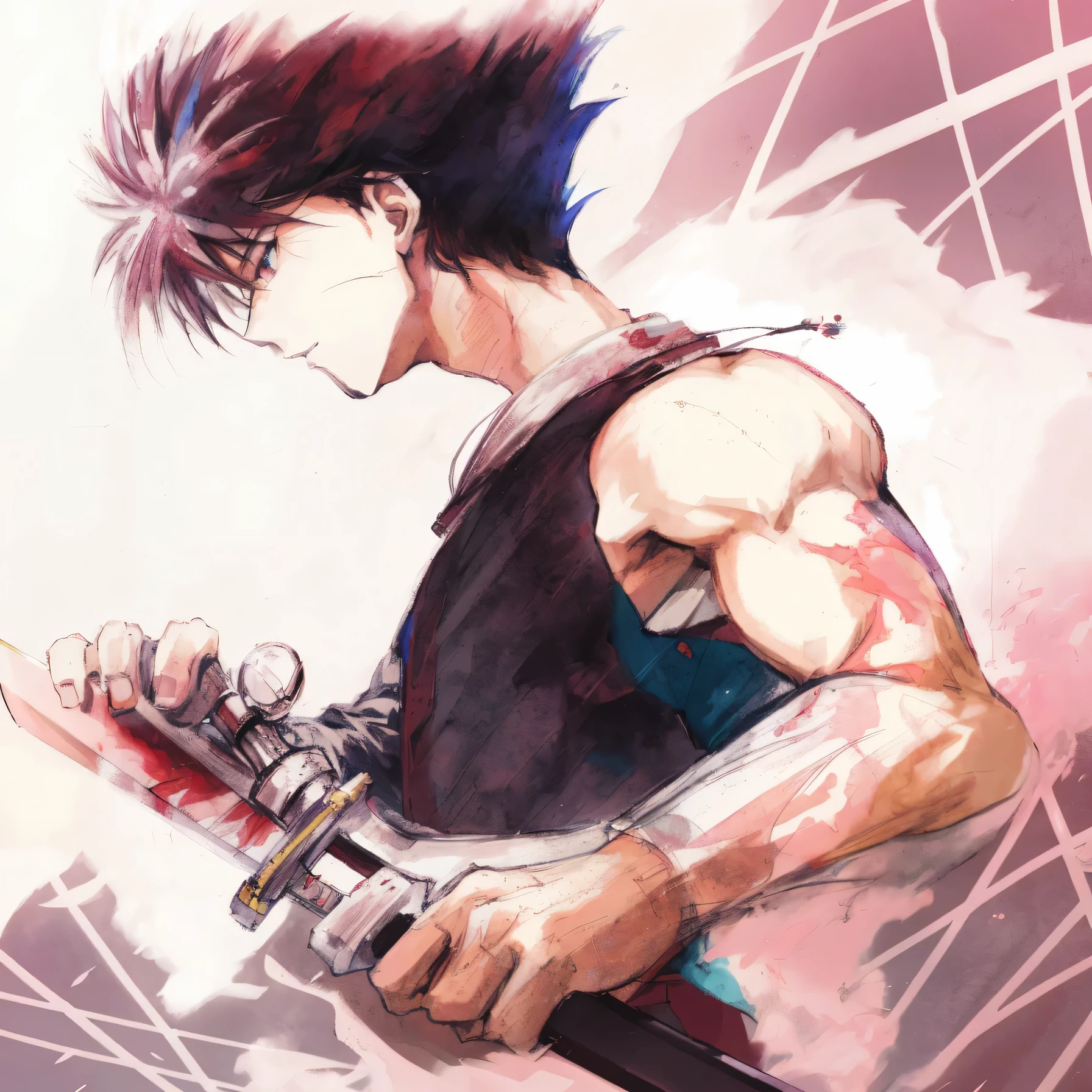anime - style image of a man with a sword and a bloody face, advanced digital anime art ”, ikuto yamashita, 4 k manga wallpaper, epic anime style, anime wallaper, detailed anime art, anime arts, high definition anime art, anime boy, by Shitao, badass anime 8 k, advanced anime digital art, digital anime art!!
