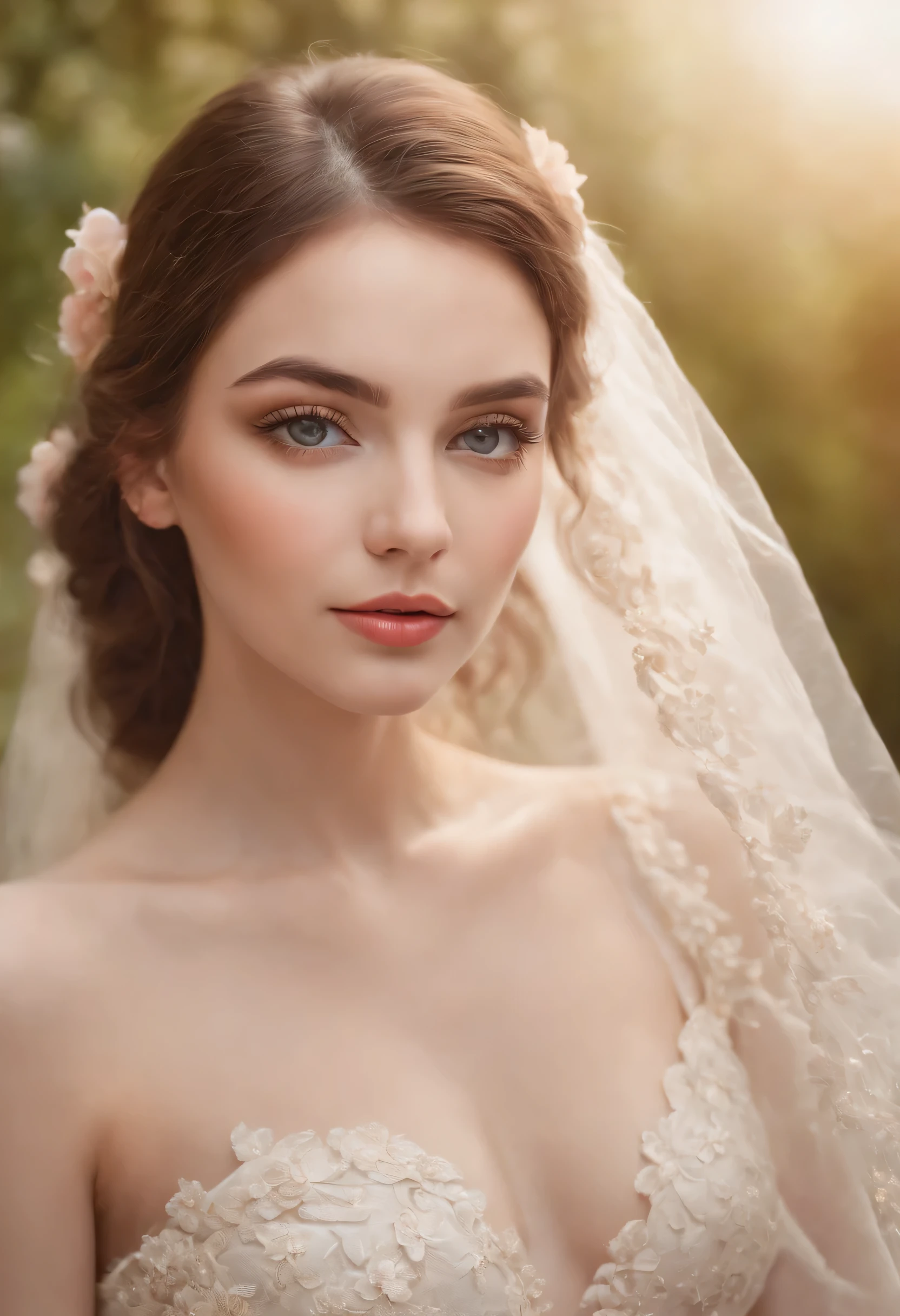 beautiful detailed eyes, beautiful detailed lips, extremely detailed eyes and face, long eyelashes, oil painting, vibrant colors, soft lighting, garden scene, flowers, butterflies, flowing dress, dreamy atmosphere, high-res image.