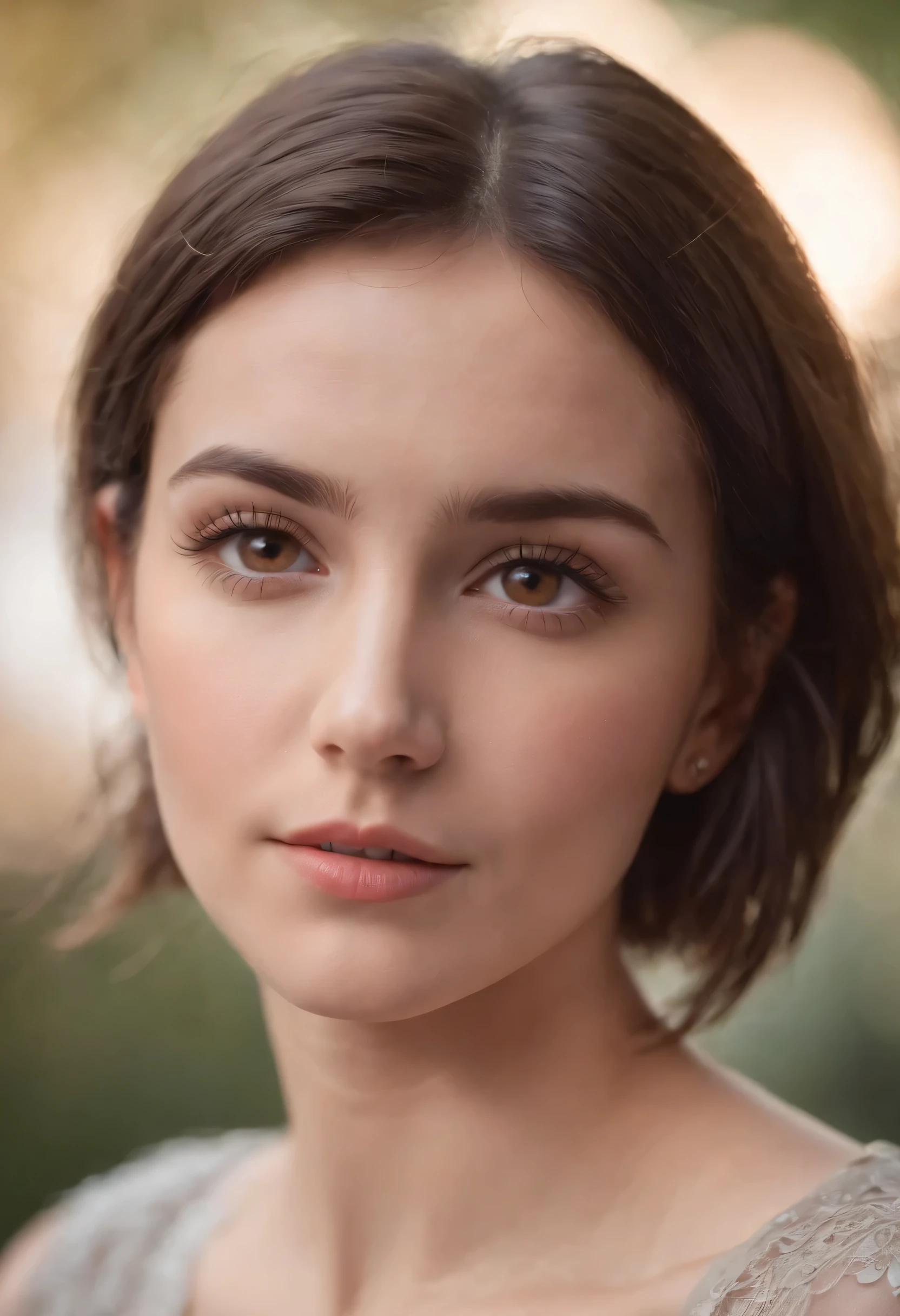 1girl, brunette, brown eyes, short hair, 