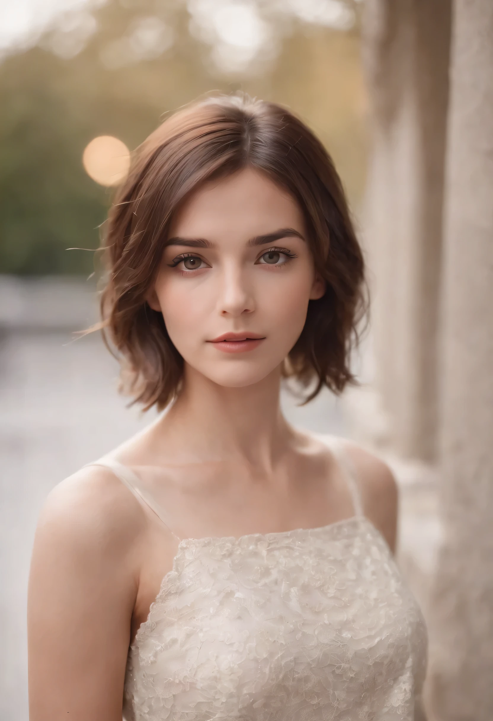 1girl, brunette, brown eyes, short hair,