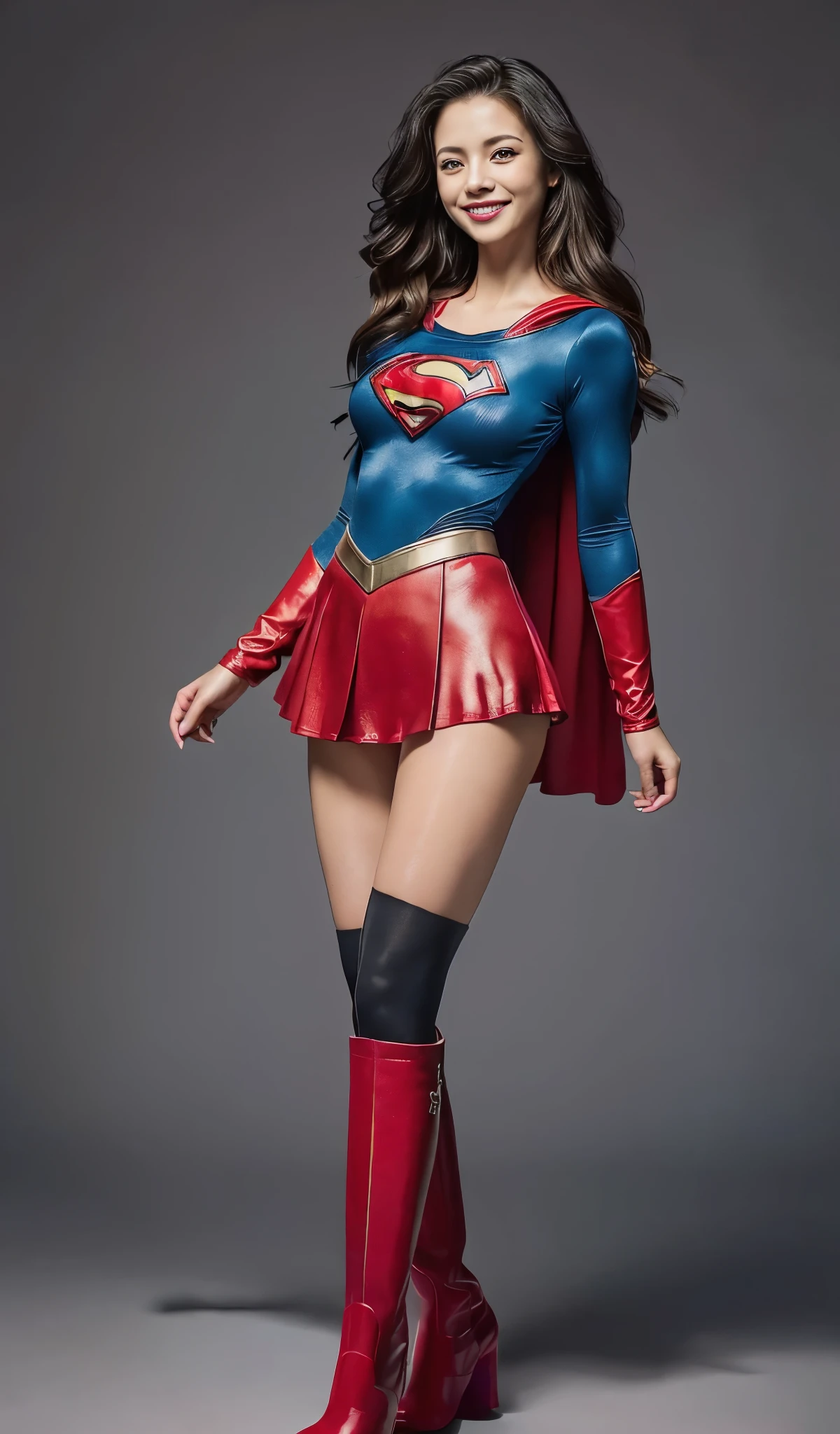 no background、no background、fitted supergirl costume、The hairstyle is short、body fit costume、draw the whole body、(((Wear black tights on your beautiful legs.)))、(((stretch your legs、tall、Legally express the beauty of your smile)))、((((Get the most out of your original images)))、(((supergirl costume)))、(((beautiful hair)))、(((I&#39;m in pain)))、(((Legs must be worn with black tights)))、(((must wear red boots)))、((Highest image quality、8K))、((highest quality、8K、masterpiece:1.3))、(((keep background )))、clear focus:1.2、beautiful woman with perfect figure:1.4、slender abs:1.2、wet body:1.5、Highly detailed face and skin texture、8K