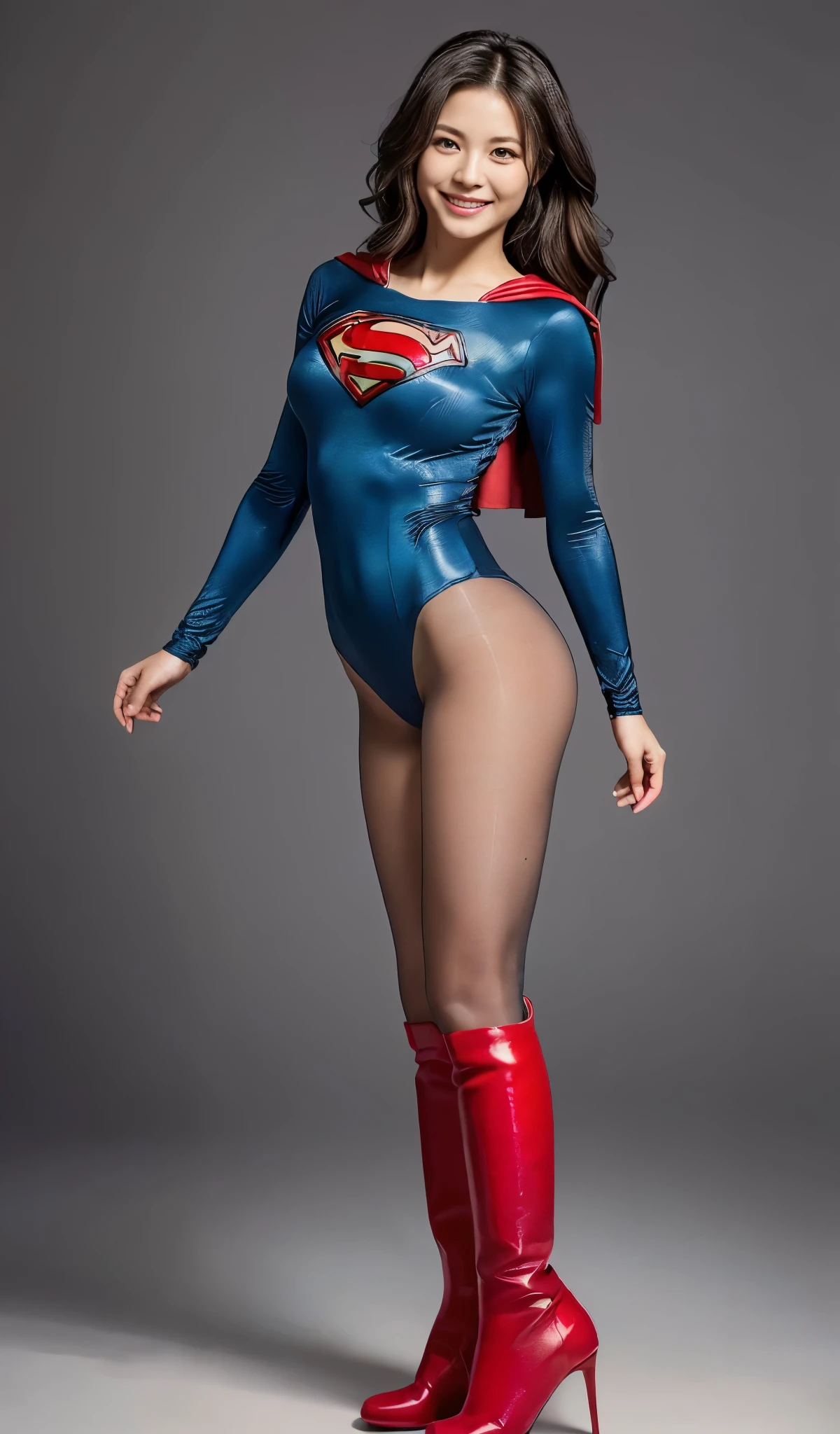 no background、no background、fitted supergirl costume、The hairstyle is short、body fit costume、draw the whole body、(((Wear black tights on your beautiful legs.)))、(((stretch your legs、tall、Legally express the beauty of your smile)))、((((Get the most out of your original images)))、(((supergirl costume)))、(((beautiful hair)))、(((I'm in pain)))、(((Legs must be worn with black tights)))、(((must wear red boots)))、((Highest image quality、8K))、((highest quality、8K、masterpiece:1.3))、(((keep background )))、clear focus:1.2、beautiful woman with perfect figure:1.4、slender abs:1.2、wet body:1.5、Highly detailed face and skin texture、8K