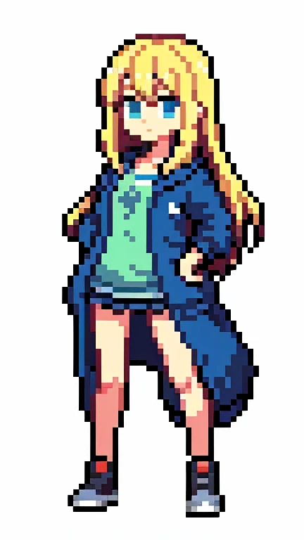 Pixel art　256x256 whole body　beautiful girl