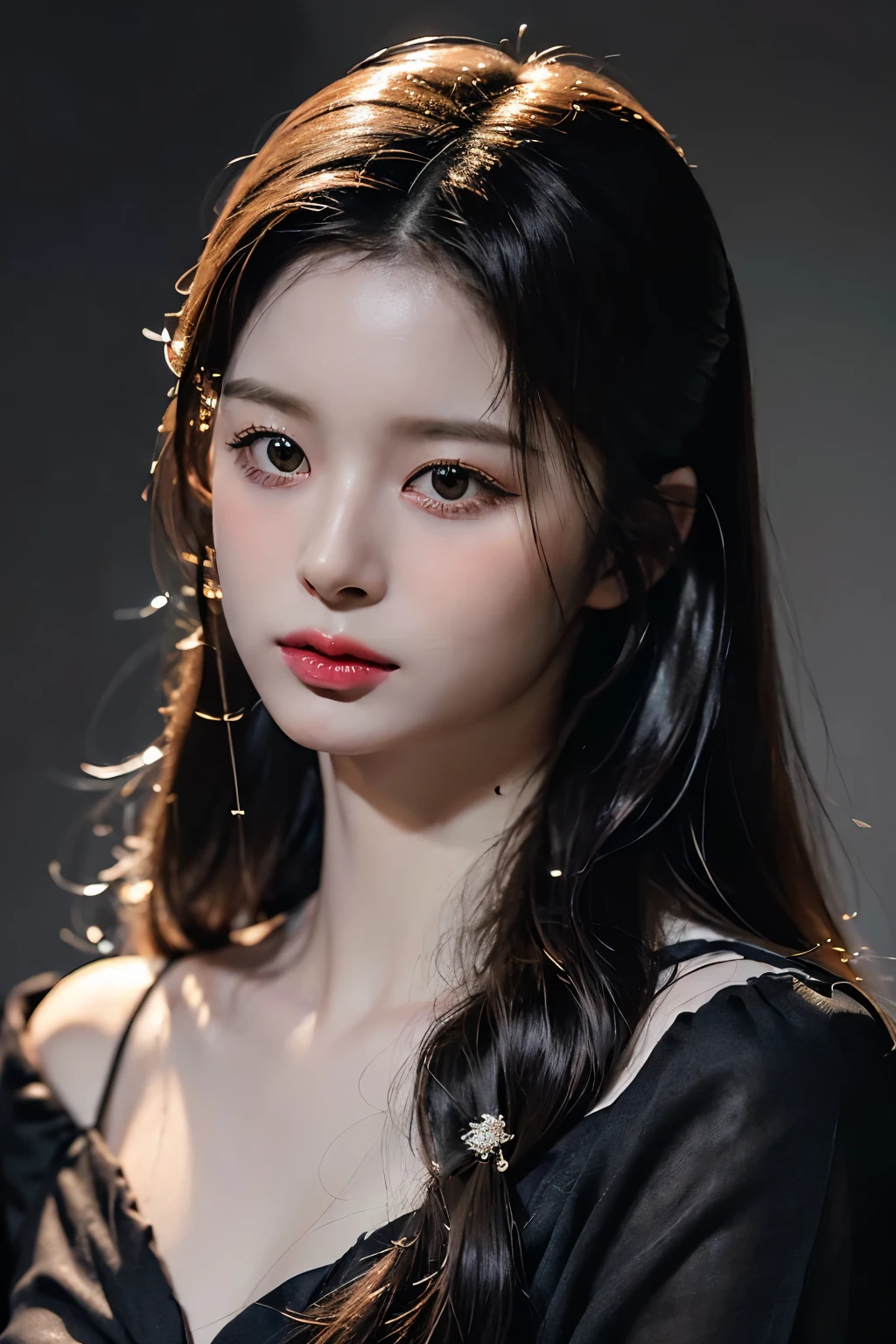 (RAW photo, best quality), ((Nostalgia,1980s syle)),(A girl with a literary atmosphere:1.2),(realistic, photo-realistic:1.3), extremely delicate and beautiful, Amazing, finely detail, masterpiece, ultra-detailed, highres,best illustration, best shadow,intricate,depth of field,(closeup portrait of a young beautiful woman:1.2),long hair,messy hair,((((low key,dark scene,dimly lit)))),(((soft lighting:1.4))),(pale skin:1.4),(shy smile),(cinematic angle),sharp focus, volumetric fog, 8k UHD, DSLR, high quality,( film grain:1.4), Fujifilm XT3,(looking at viewer), pale skin