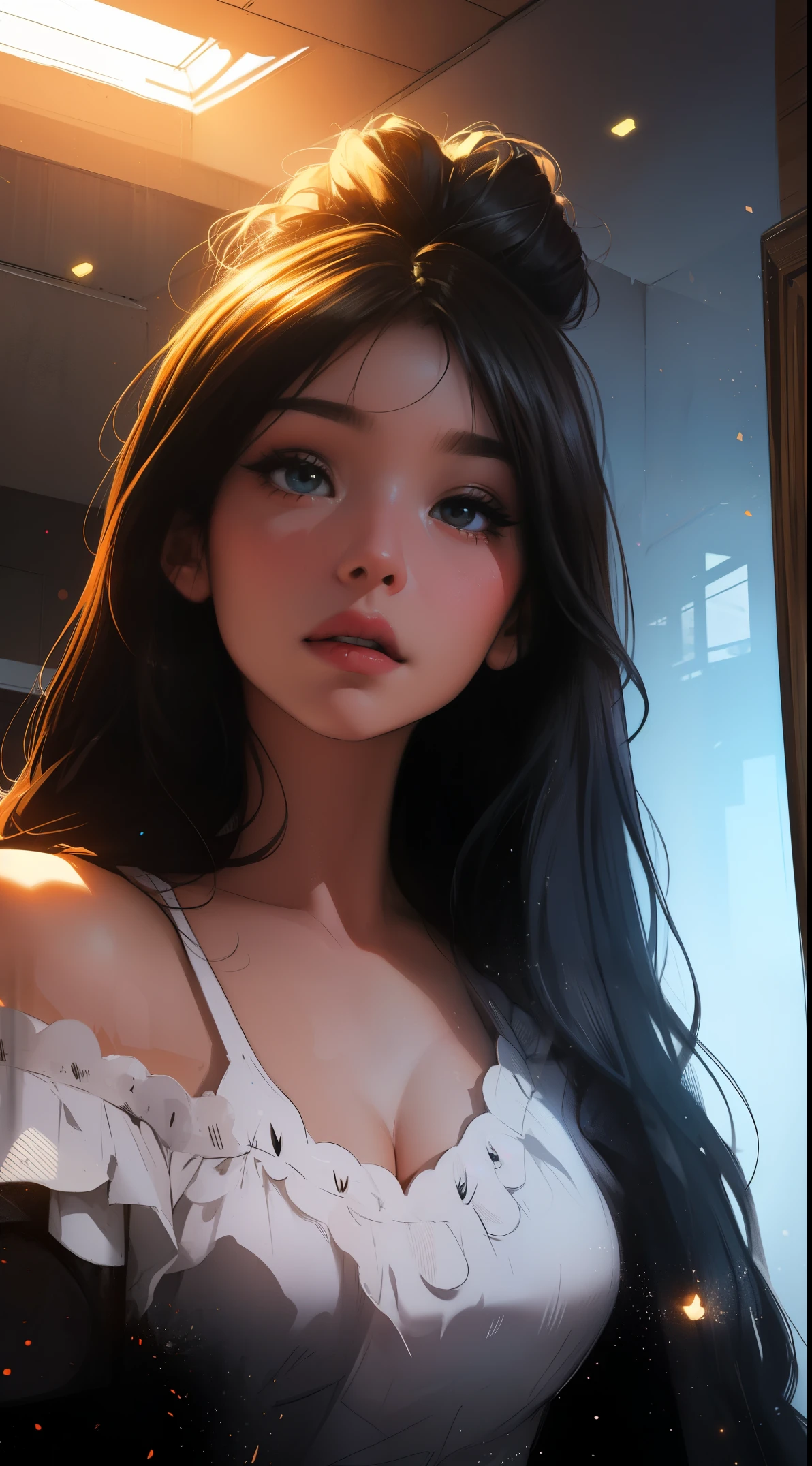 ((masterpiece))), best quality,Emphasize beauty,detail-rich,Unique painting style,Delicate,gentleness,k hd(8k),Wide sky or water features,Charming eyes,Brilliant light and shadow,There is some sadness or loneliness in the aesthetics。 --auto
