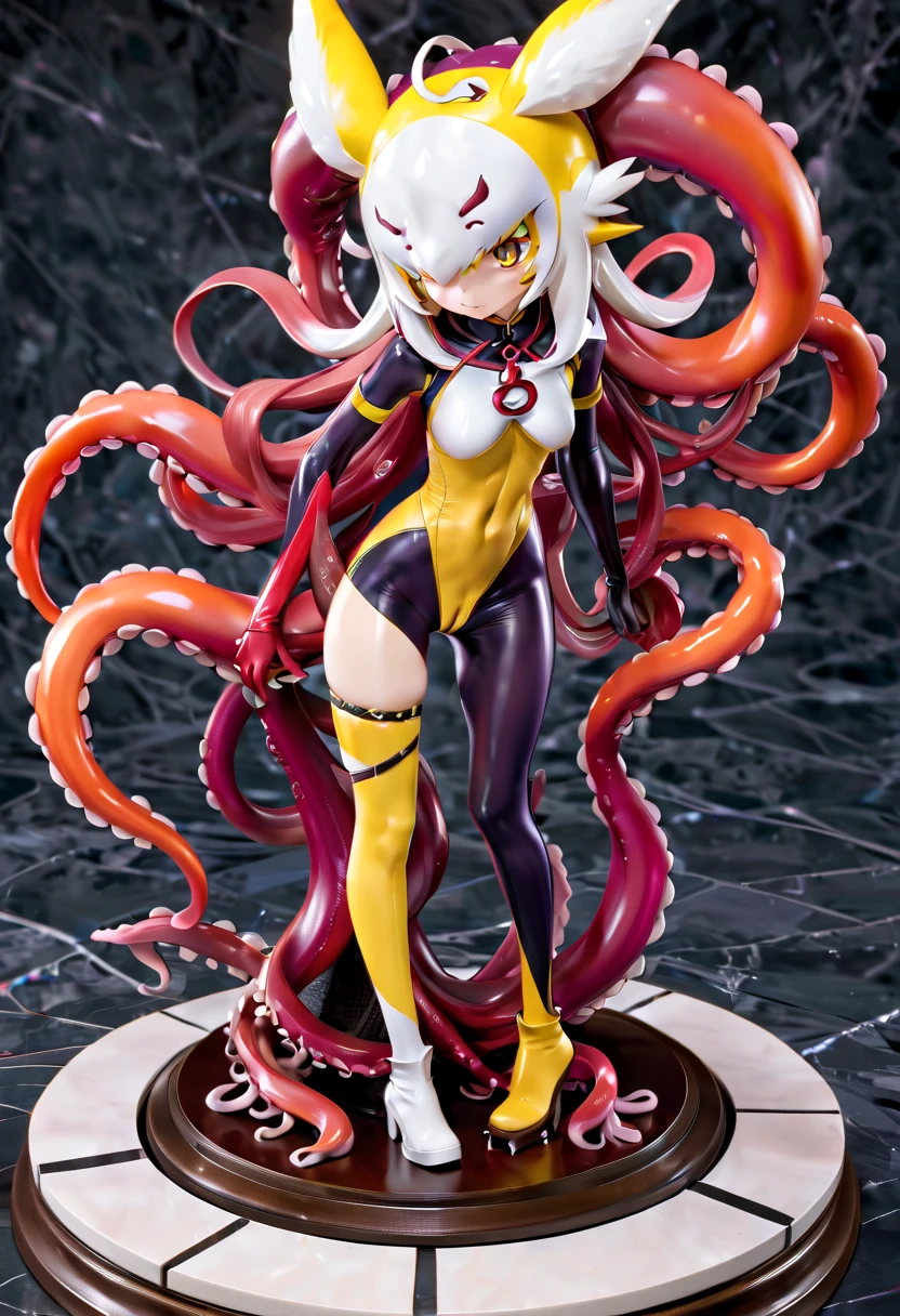 female，whole body concept，evil depravity，Renamon type full face helmet，Renamon type full body suit，Full body tight suit，vagina，Insert dick tentacle into pussy，tentacle cockpit，fused with tentacles，