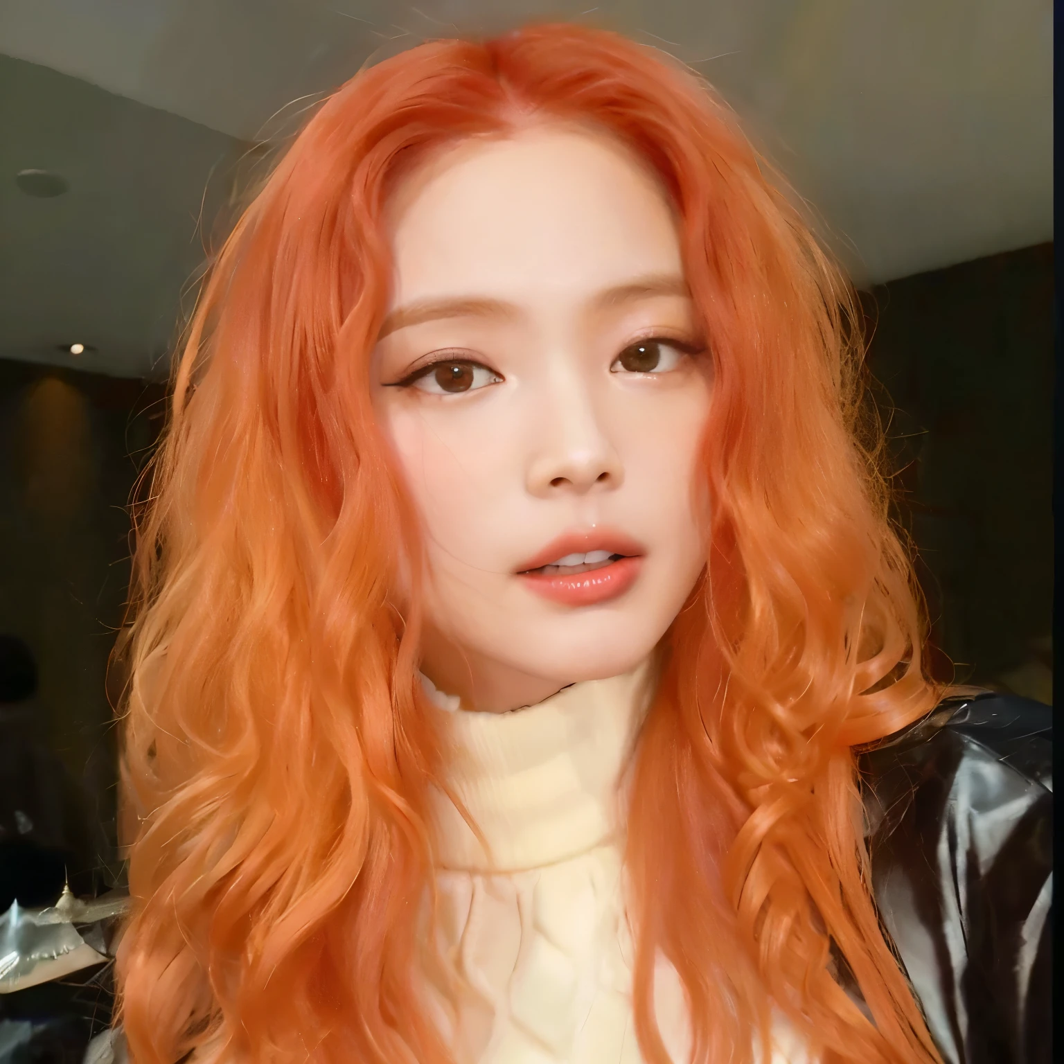 a close-up of a woman with red hair and a white sweater, cabelo ondulado ruivo, com cabelo ruivo cacheado, pele clara cabelo loiro cacheado, amoranto, flowing cabelo ruivo, cabelo ruivo, cabelo cacheado cor de cobre, cabelo laranja, long wavy cabelo laranja, Red head, young beautiful amoranto, with pale skin, pele laranja e cabelos longos e ardentes