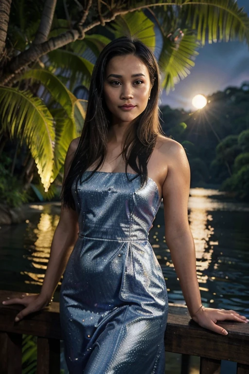 Thai girl --Elegant --Flutter "Reese Witherspoon com vestido Vindo longo" --olhos brilhantes --pele Radide --cabelos dourados --sorriso encantador --banho de luar suave, --landscape --magic --forest Fascinating --Soft moonlight --Lake --Ray --Quiet --The Mystery of Ancestors --Intangible beauty