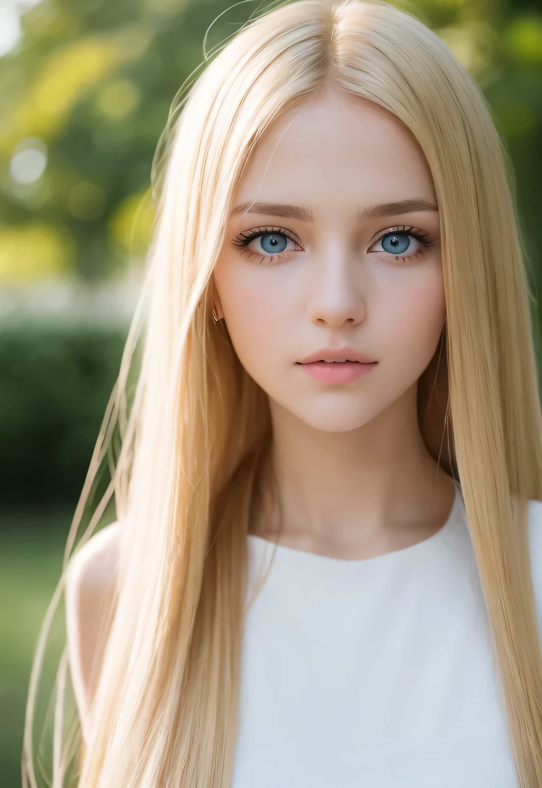 RAW photos, (((Portrait of extreme beauty))), (Radiant white skin)), 1 girl, 20-year-old pretty beautiful girl in Prague, (Lustrous bright natural blonde hair))), [Blue eyes], Silky fine hair, Straight long hair, Eyeliner, Bangs, Hair between eyes, Fluttering hair, ((Masterpiece, top quality, ultra detail, film light, complex details, high resolution, 8k, Very detailed)), detailed background, 8K UHD, DSLR, soft light, high quality, film grain, Fujifilm XT3, shallow depth of field, natural light, (perfect hands), perfect beautiful face,  girl with long hair,  wearing a sexy cropped top, cute young woman, photo of slim girl, young  girl, beautiful girl model, instagram model