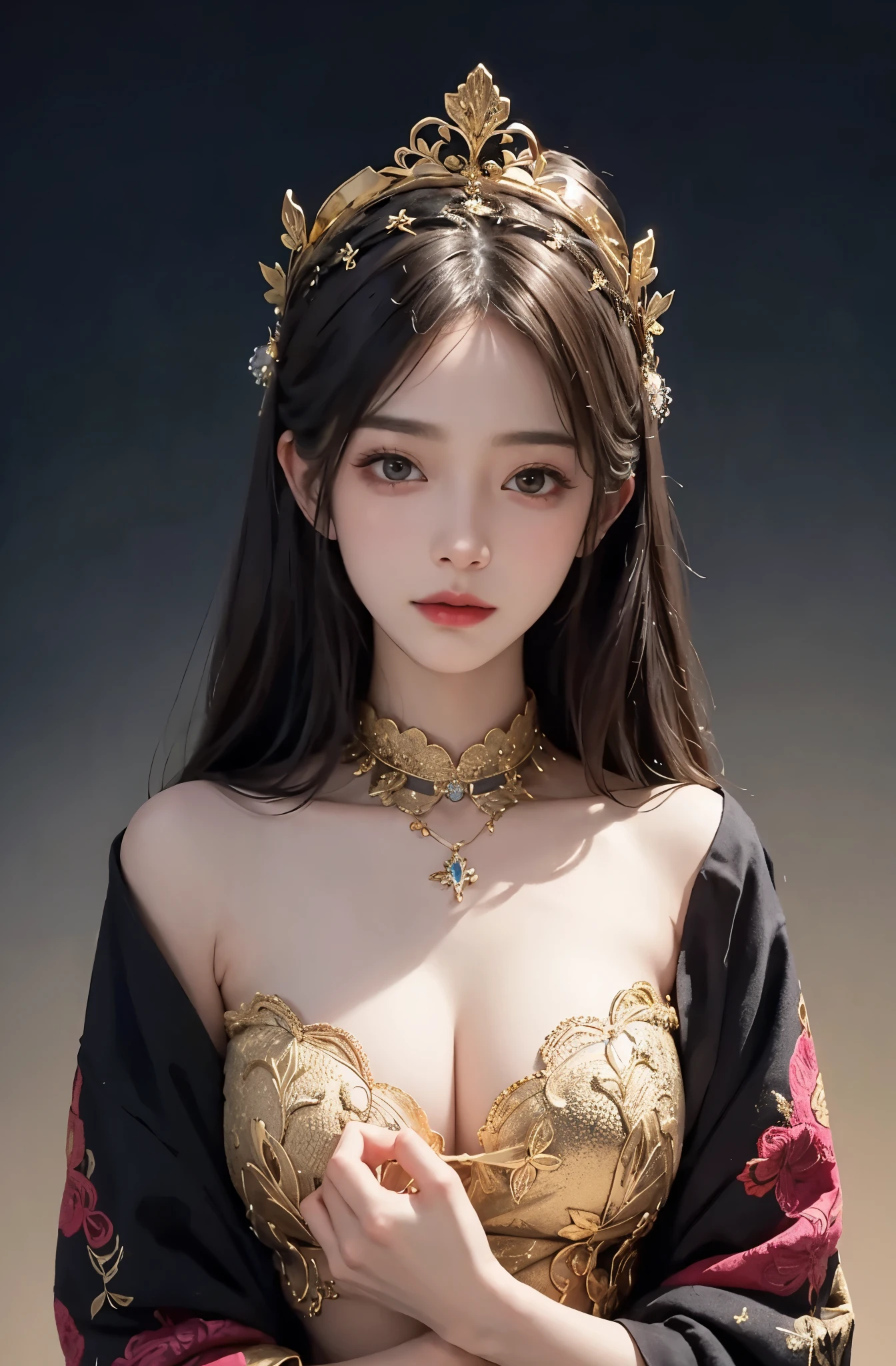 (masterpiece、highest quality、highest quality、official art、beautiful and aesthetic:1.2)、(1 girl)、extreme details、colorful、highest details、official art、unity 8k wallpaper、Super detailed、beautiful and aesthetic、big boobs、masterpiece、highest quality、(zentangle、mandala、tangle、Entanglement)、holy light、gold foil、gold foilアート、Glitter painting、PerfectNwsjMajmagic