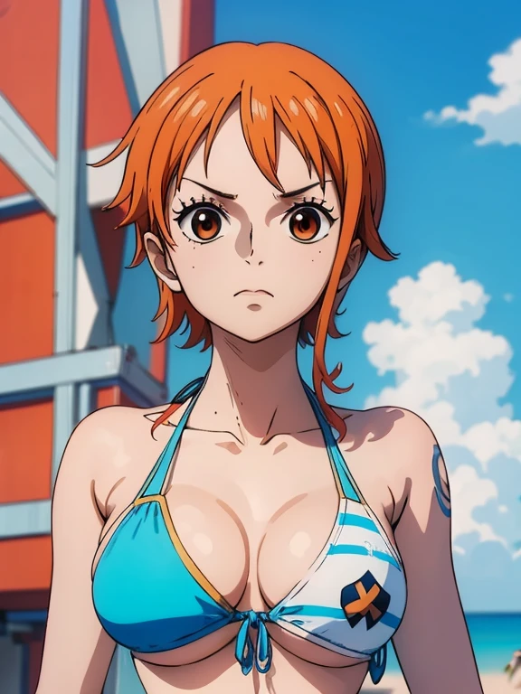 one-piece nami, cabelo laranja, Lindos olhos castanhos , lying pose, corpo nami completo, traje ciborgue roxo, (Ciborgue futurista ao redor) (melhor qualidade, 4k, 8k, high resolution, obra de arte:1.2), ultra-detalhado, e (realista, photorealista, HDR, Ultra HD, studio lighting, pintura ultrafina, sharp focus, Physically based rendering