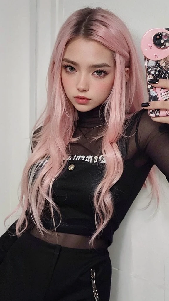 blond girl con cabello rosado holding a pink phone in her hand, long cabello rosado que fluye, gothic girl aesthetic, con cabello rosado, pastel gothic aesthetic, pelo liso rosa, pelo largo y rosa, bella delfina, cabello rosado que fluye, pale gothic beauty, pelo muy largo rosa claro pastel, pelo largo color chicle, cabello rosado y ralo, muchacha rosada, cabello rosa claro con llamas rosadas