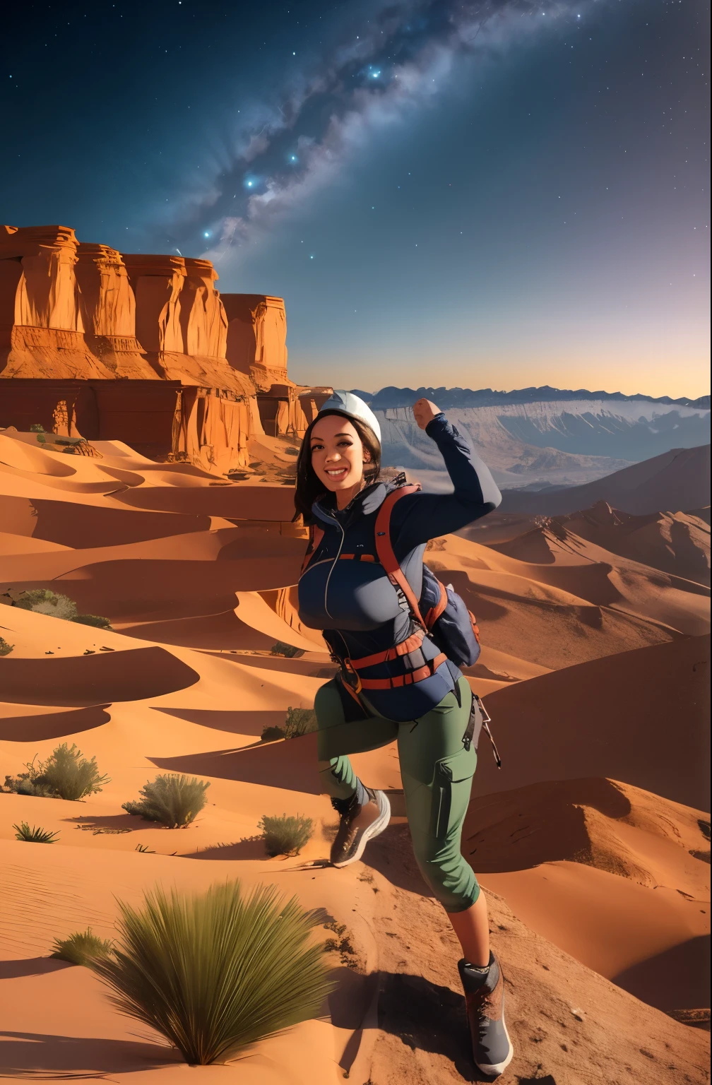 beautiful busty, standing, fullbody_shot, adventure fashion