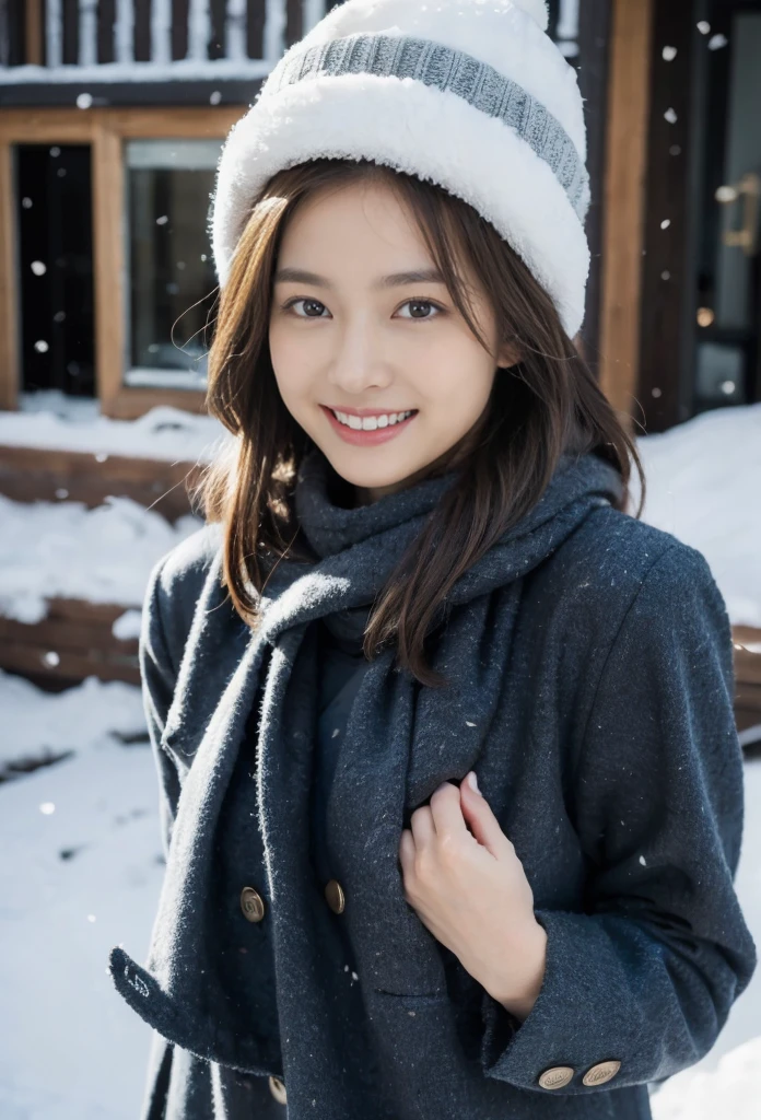 (on the table, best quality, realistically, Super detailed, meticulous, high resolution, 8k wallpaper), Close-up portrait of a beautiful woman, Chariada, smiling, light brown messy hair, Perfect dynamic composition, 美丽meticulous的眼睛, Just like the cover of a fashion magazine, On campus
