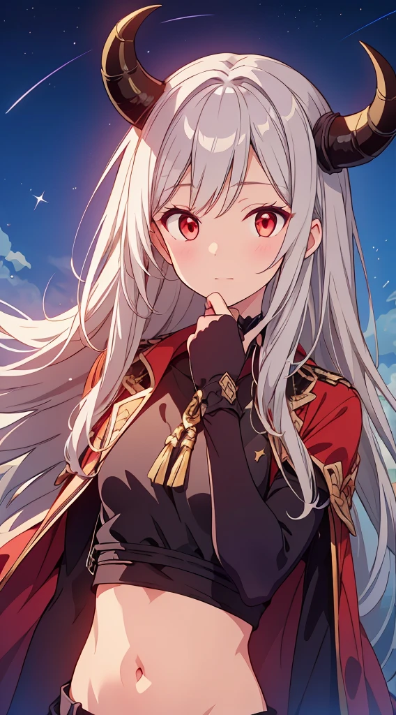 1 Adorable boy, silver hair, ,golden-red eyes, stars,horns,
