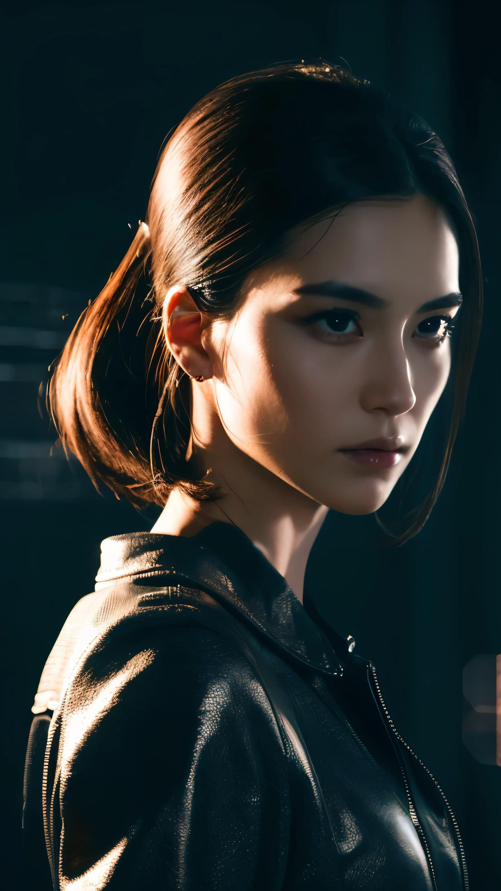 detailed portrait cyberpunk (SKS female) (20year old SKS female), futuristic neon reflective wear, SF, perfect face, (long hair)very detailed, surreal,, moody lighting, Hasselblad Award Winner, soft diffused lighting, small details, realistic shadow, Complex, elegant,Full body high-definition painting,