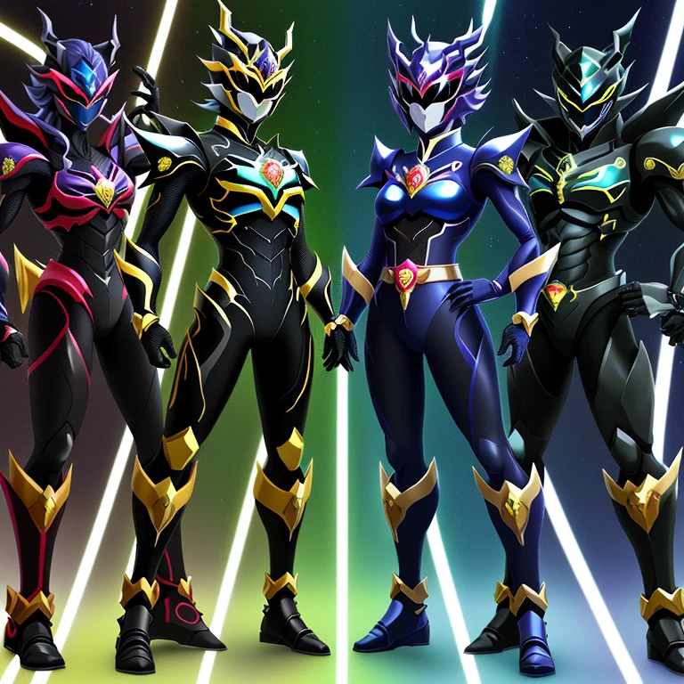 pokemon motif、super sentai、female１people、male１people、Transformation suit with Lunala motif、Lunala motif mask、Solgaleo motif transformation suit、Solgaleo motif mask