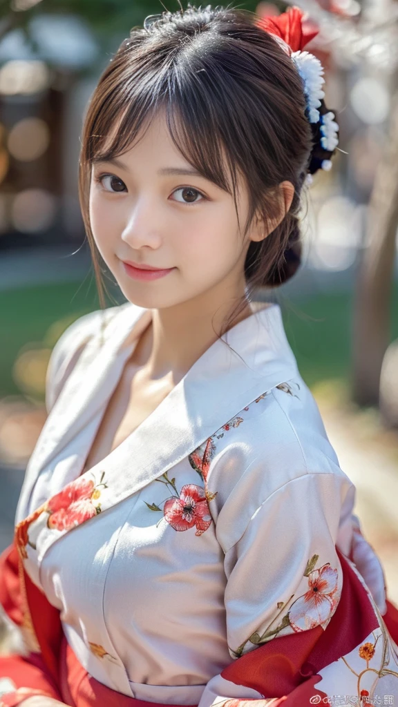 1girl,full body,standing,wears an ornament on the head,Japanese traditional hair set,(kanzashi,Colorful Kimono,Red Kimono,Kimono with gorgeous and elegant designs,highest grade obi,Kimono of Kyo Yuzen,Kimono dyed by Kyotomo,Furisode,Japanese style floral pattern:1.5,white fur shawl),New Year,There's a little snow left,best quality,In 4K,8K,High resolution,muste piece:1.2,Reality,anatomically correct,Use natural light and color,ultra-realistic capture, extremely detailed,人間の皮膚のHigh resolution16kクローズアップ,Skin texture must be natural, Enough detail to finely identify pores. skin should look healthy,fine white skin,medium breasts,Tits sharp focus,with an even tone,Super detailed,highly detailed eyes and face,beautiful detailed eyes,beautiful detailed lips,long eyelashes,It's photorealistic:1.37,Japanese,beautiful and magnificent composition,muste piece,Attractive,cute type,silky smooth hair,A sloppy smile,round face,((silver hair color))