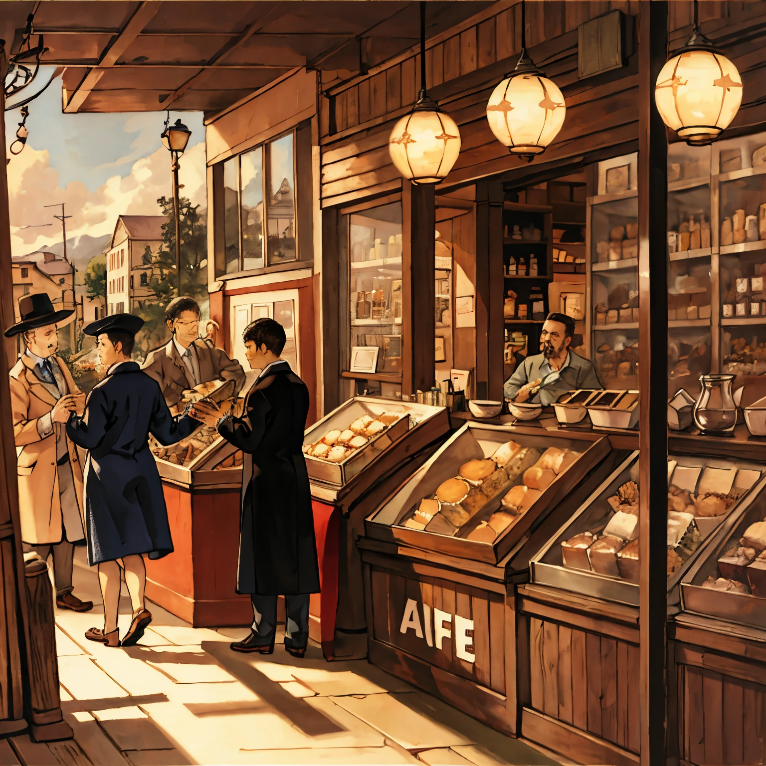 highest quality, detailed landscape, jazz cafe, lively scene, Inside the store, A touch of oil painting,