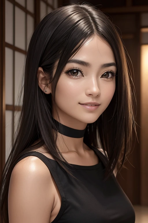 (Obra maestra:1.3), (8K, fotorrealista, foto cruda, mejor calidad: 1.4), gente de japon, (1 chica),25 years, hermoso rostro, (cara realista), (pelo negro, cabello corto:1.3), hermoso peinado, Ojos realistas, Ojos bonitos, Ojos bonitos, (piel realista), piel hermosa, atractivo, Ultra High Definition, High Definition, de cerca, retrato, golden ratio, Detalle Cara, Mira al espectador, sonrisa, (look de hombro), Pecho medio,