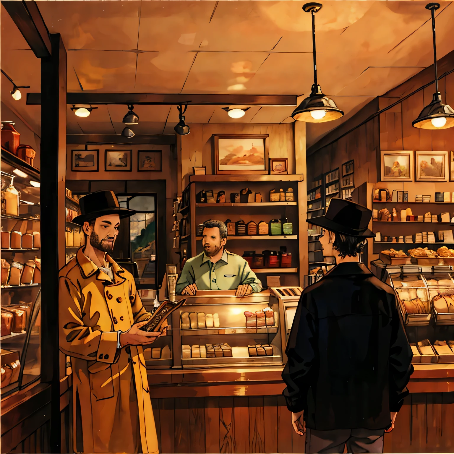 highest quality, detailed landscape, jazz cafe, Inside the store, A touch of oil painting, I don't draw people,