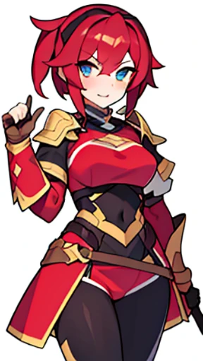 The picture shows a (cute) Adeptus Mechanicus girl. Her gaze is penetrating, and her face is hidden under a mask with monitors and LEDs. Graceful mechanical limbs complete her elegant appearance, and her outfit emphasizes her strength and uniqueness in the world of technology, big head, cute girl, red cloak , laughing, (((chibi)), ful body, full legth, <lora:chibi-laugh:0.9>, <lora:adeptus:0.5>