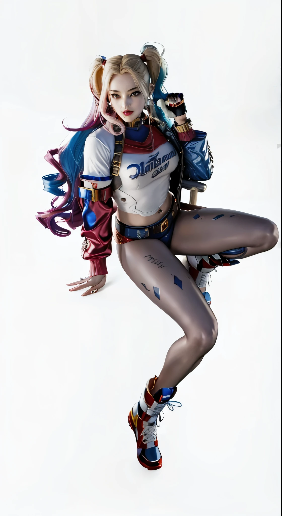 one in costume、Close-up of woman holding baseball bat, concept art by Juan O'Gorman, CG trends, under art, 《king of warriorigure, fighting game characters, hq render, As a Tekken character, cammy, Harley Quinn Station, chun - li, Chun-li, chun li, Charming Jill Valentine, (best quality, 4K, 8K, high resolution, masterpiece:1.2),Super detailed, (actual, realistically, realistically:1.37), Conceptual artist style, (realistically:1.2), (endless reality), (masterpiece:1.2), (best quality), (Ultra-detailed), (8K, 4K, complicated),, alone,