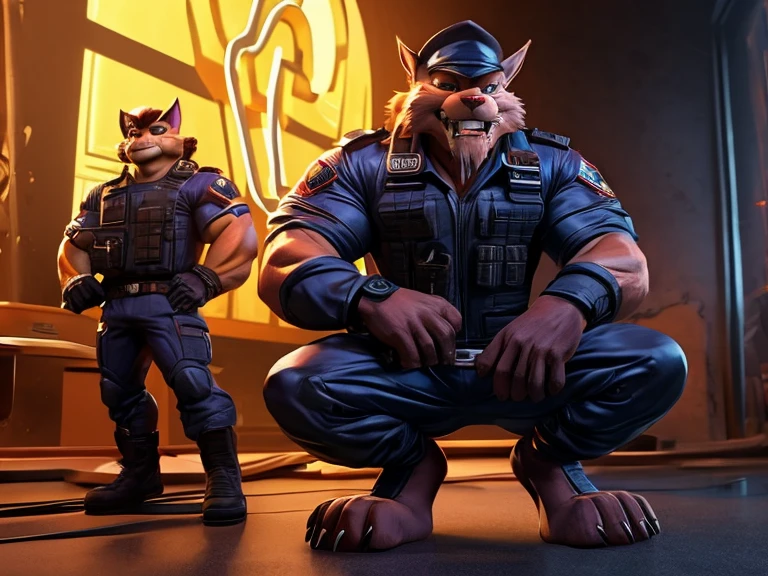 Barefoot hypnotised member of Swat Kats, Chance "T-Bone" Furlong, hypnotized, tebowing, look of defiance on his face, drooling, detailed nice big paws with short claws, SWAT Kats: The Radical Squadron uniform, 3d art